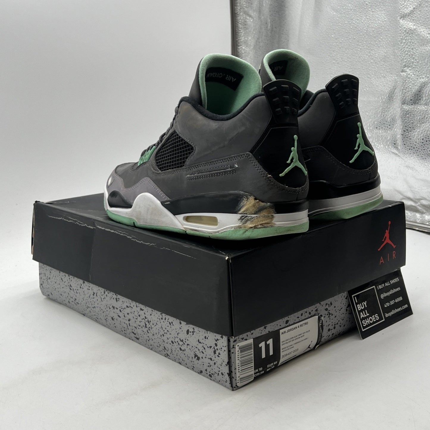 Size 11 - Air Jordan 4 Retro Green Glow 2013 (308497-033)