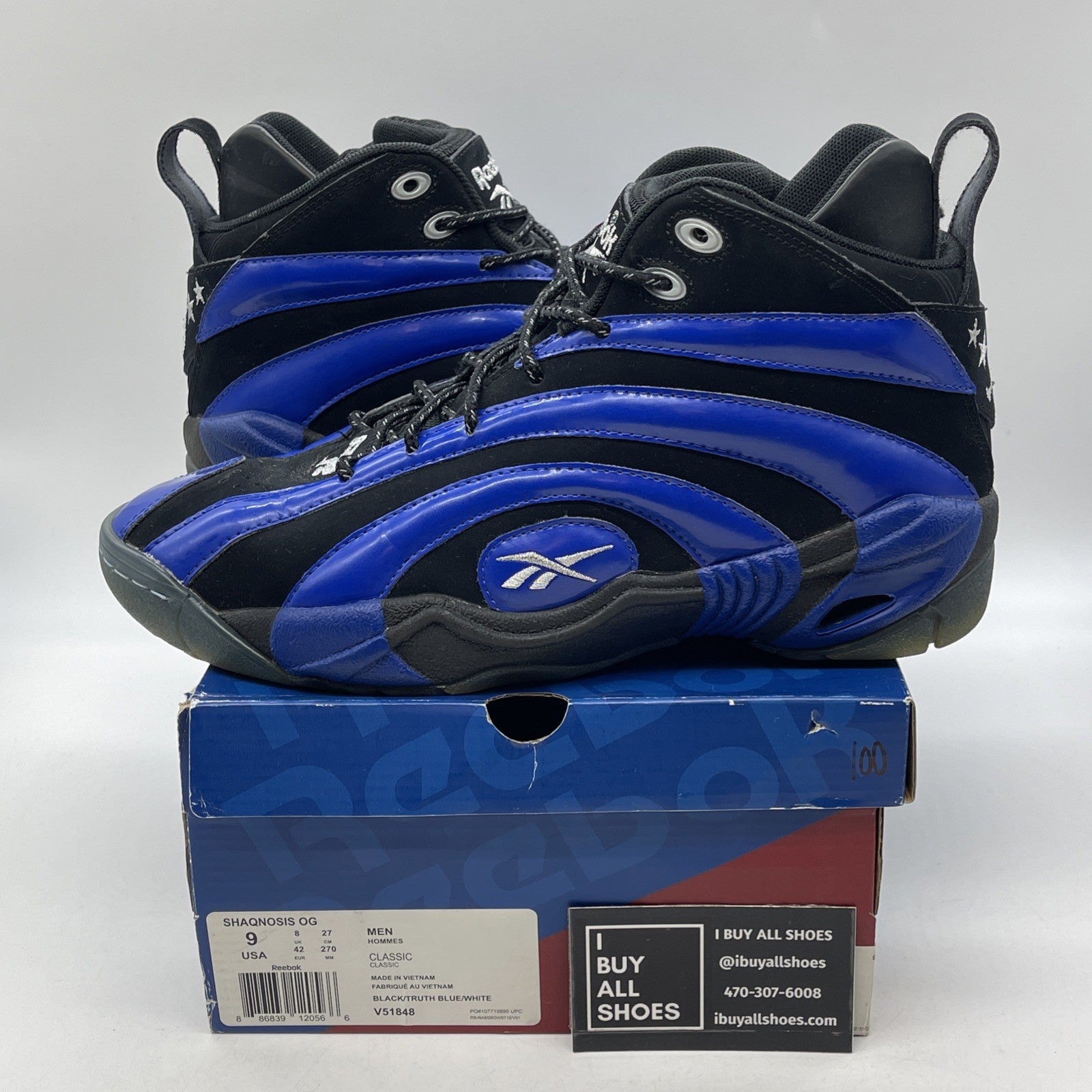 Size 9 - Reebok Shaqnosis Og Orlando Magic Blue Black Silver Suede (V51848)