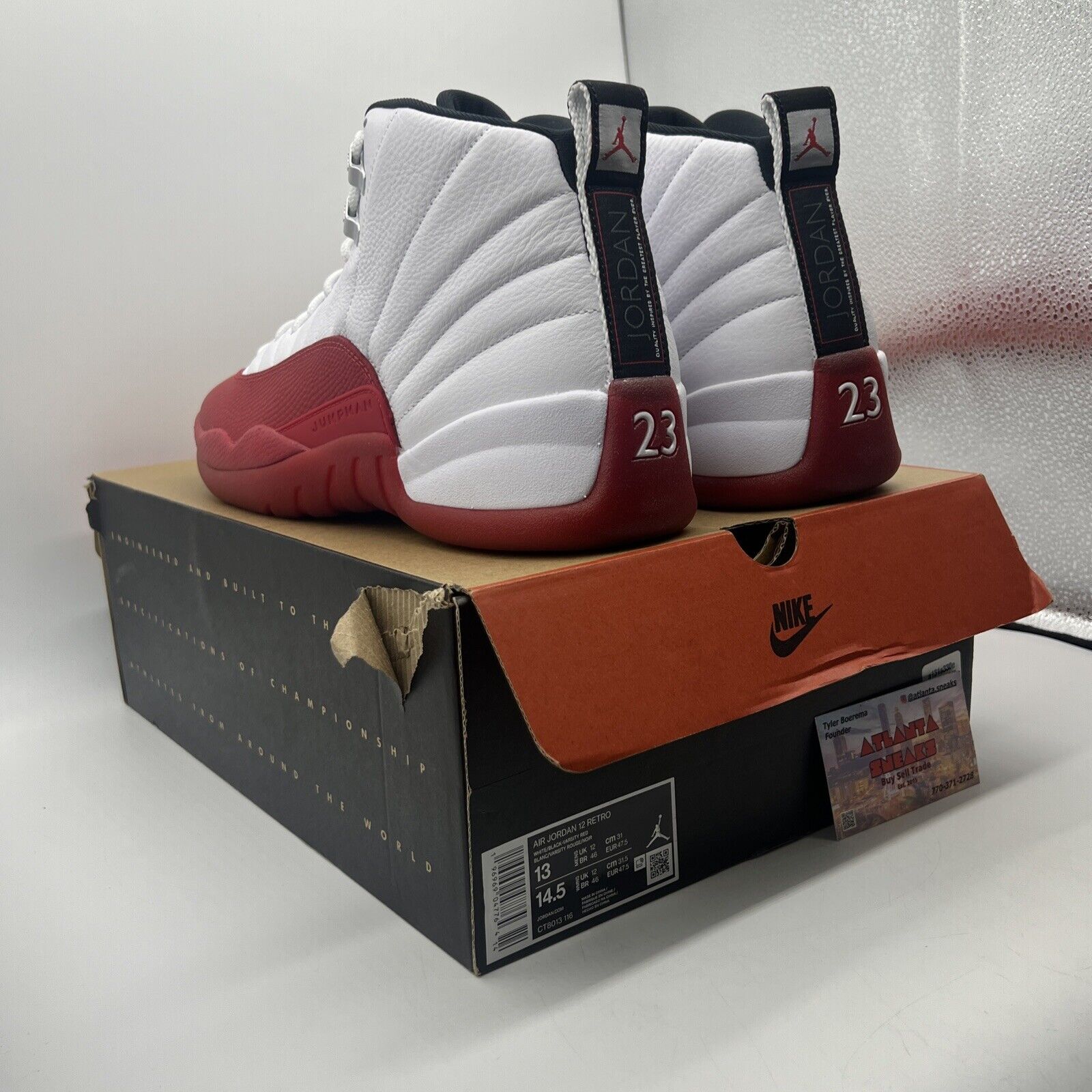 Size 13 - Jordan 12 Retro 2023 Mid Cherry White Red Black Leather (CT8013-116)