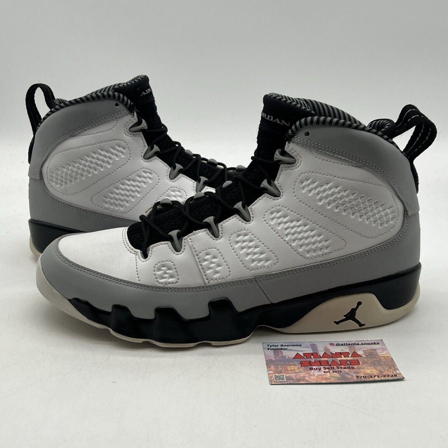 Size 11 - Air Jordan 9 Retro Barons Black White Grey Suede Leather (302370-106)