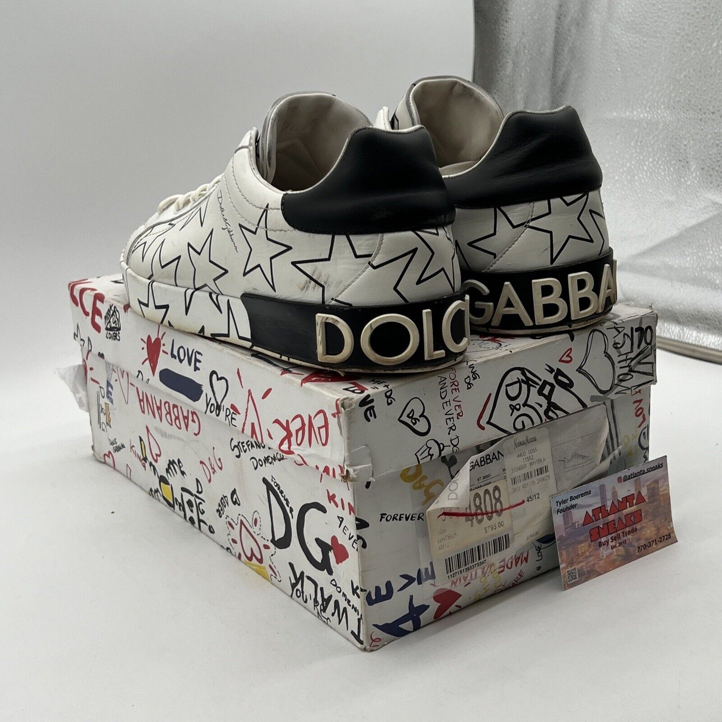 Dolce & Gabbana Elegant Star-Patterned Low-Top Men's Sneakers Authentic