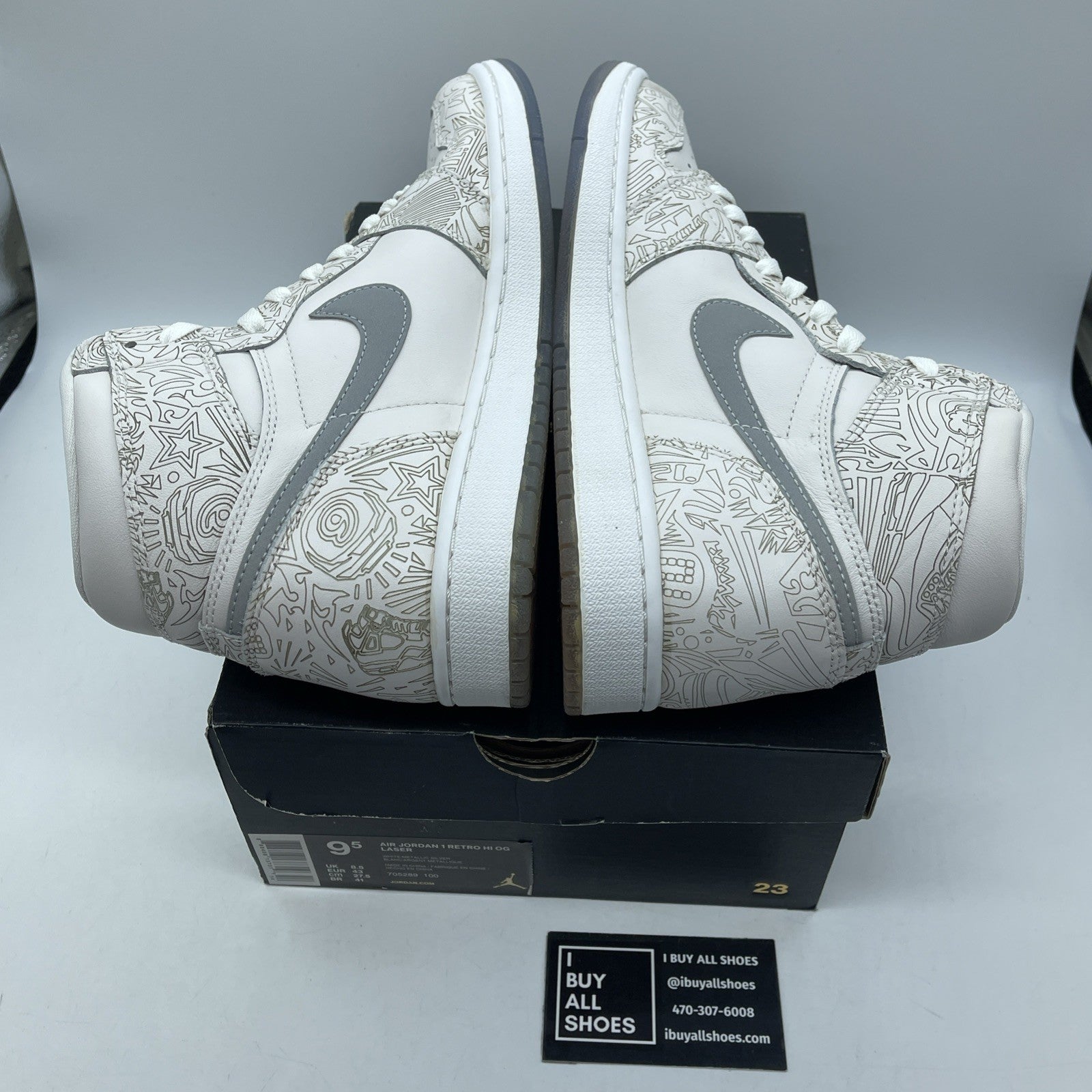 Size 9.5 - Air Jordan 1 Retro OG High Laser White Grey Suede (705289-100)