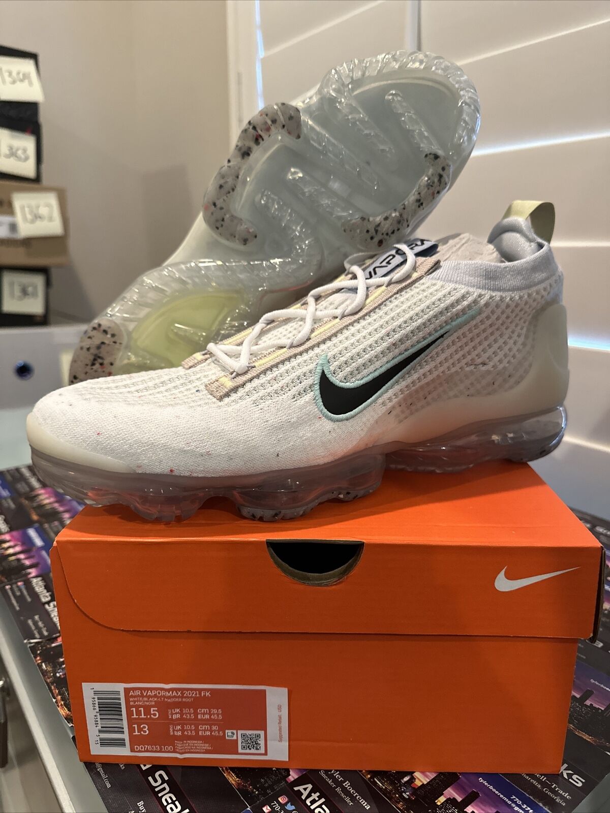 Size 11.5 - Nike Air VaporMax Flyknit 2021 Mismatched Swoosh - White 2022