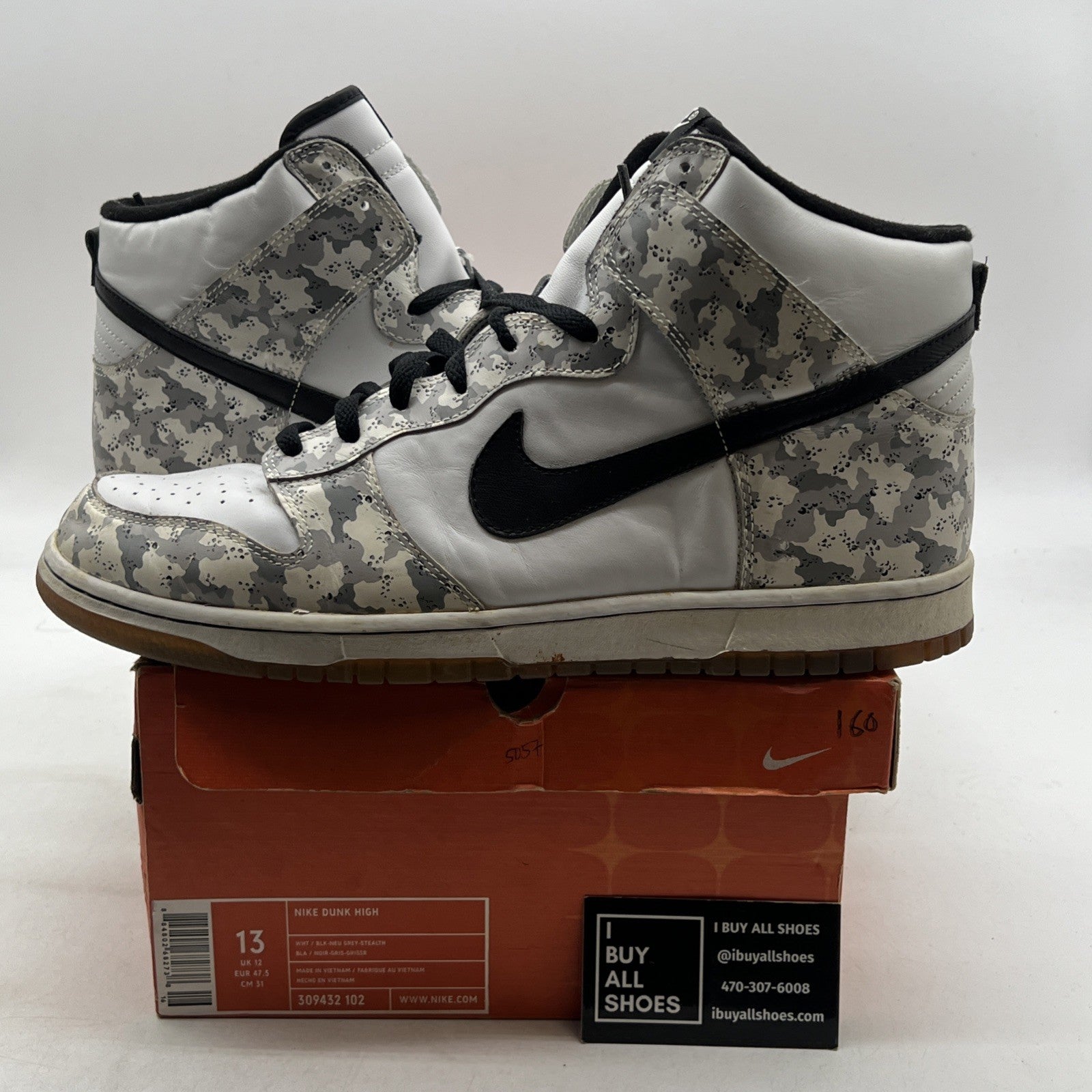 Size 13 - Nike Dunk High White - (309432-102)