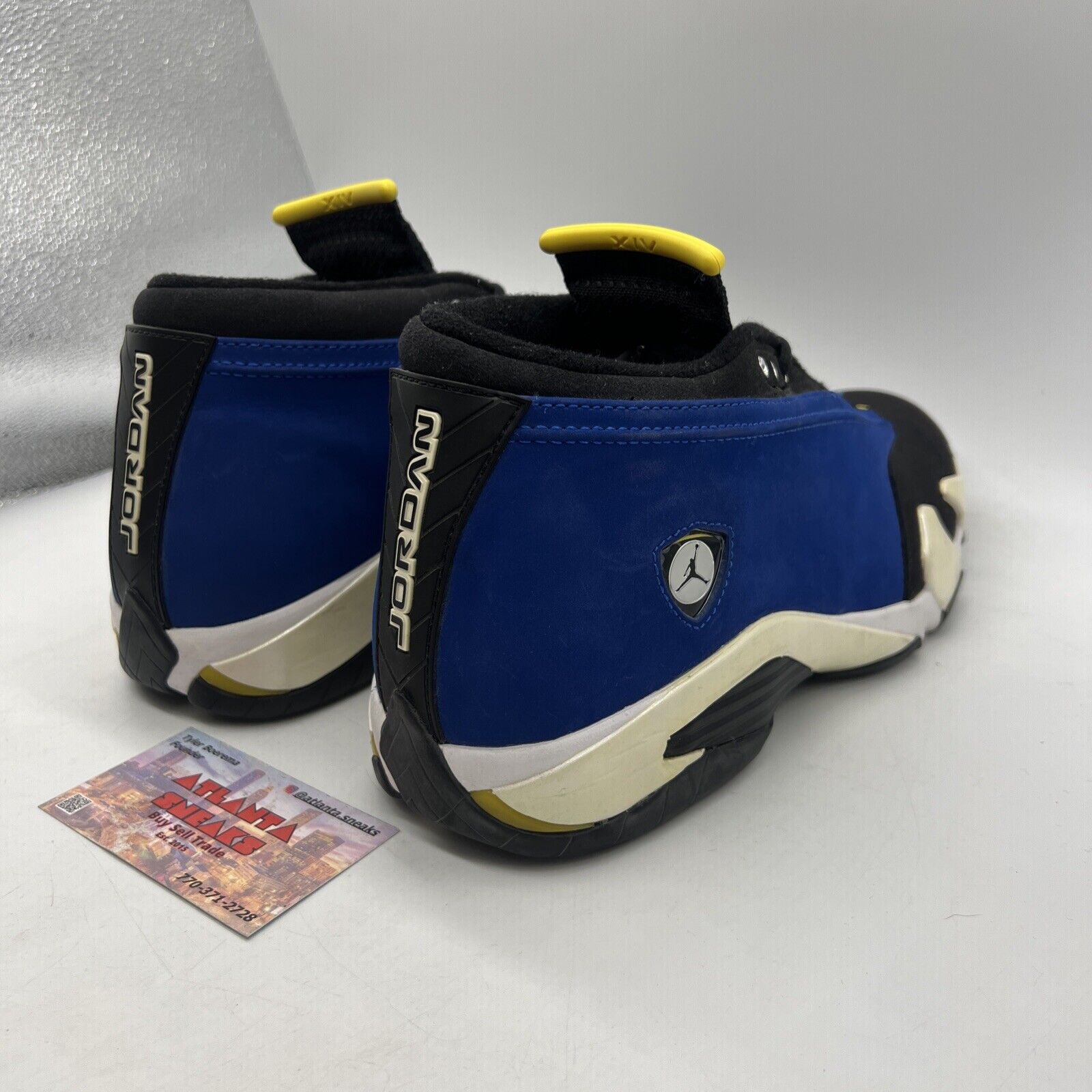 Size 11 - Air Jordan 14 Retro 2015 Low Laney Blue White Black Suede (807511-405)