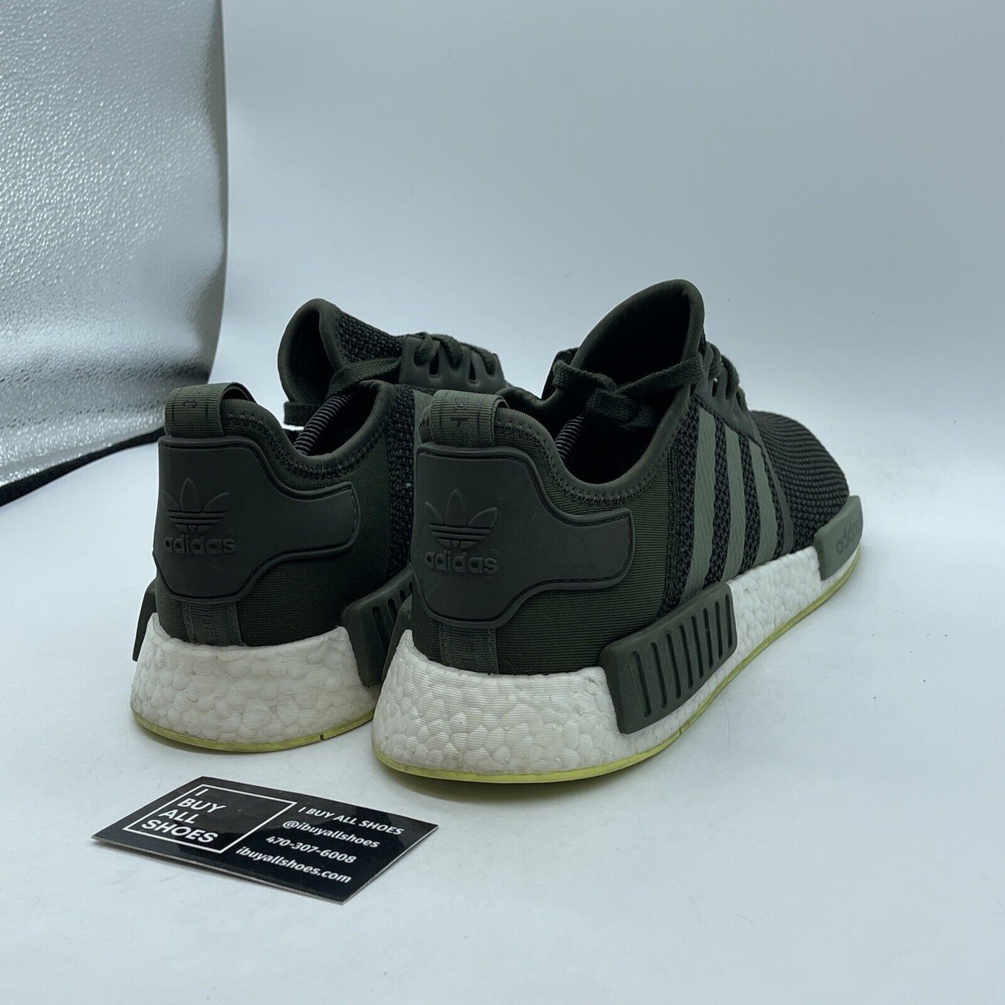 Size 13 - adidas NMD_R1 Night Cargo Green White Suede Leather (CQ2414)