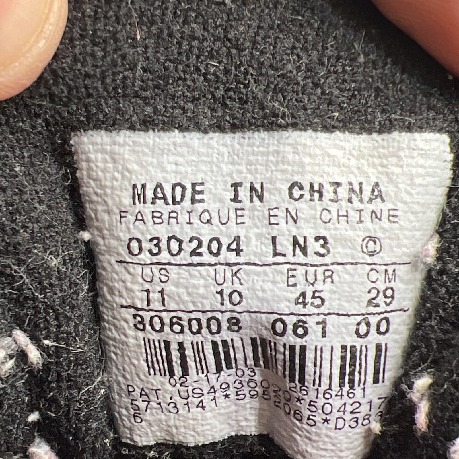 Size 11 - Air Jordan 11 Retro IE 2003 Low Black Charcoal Red (306008-061)