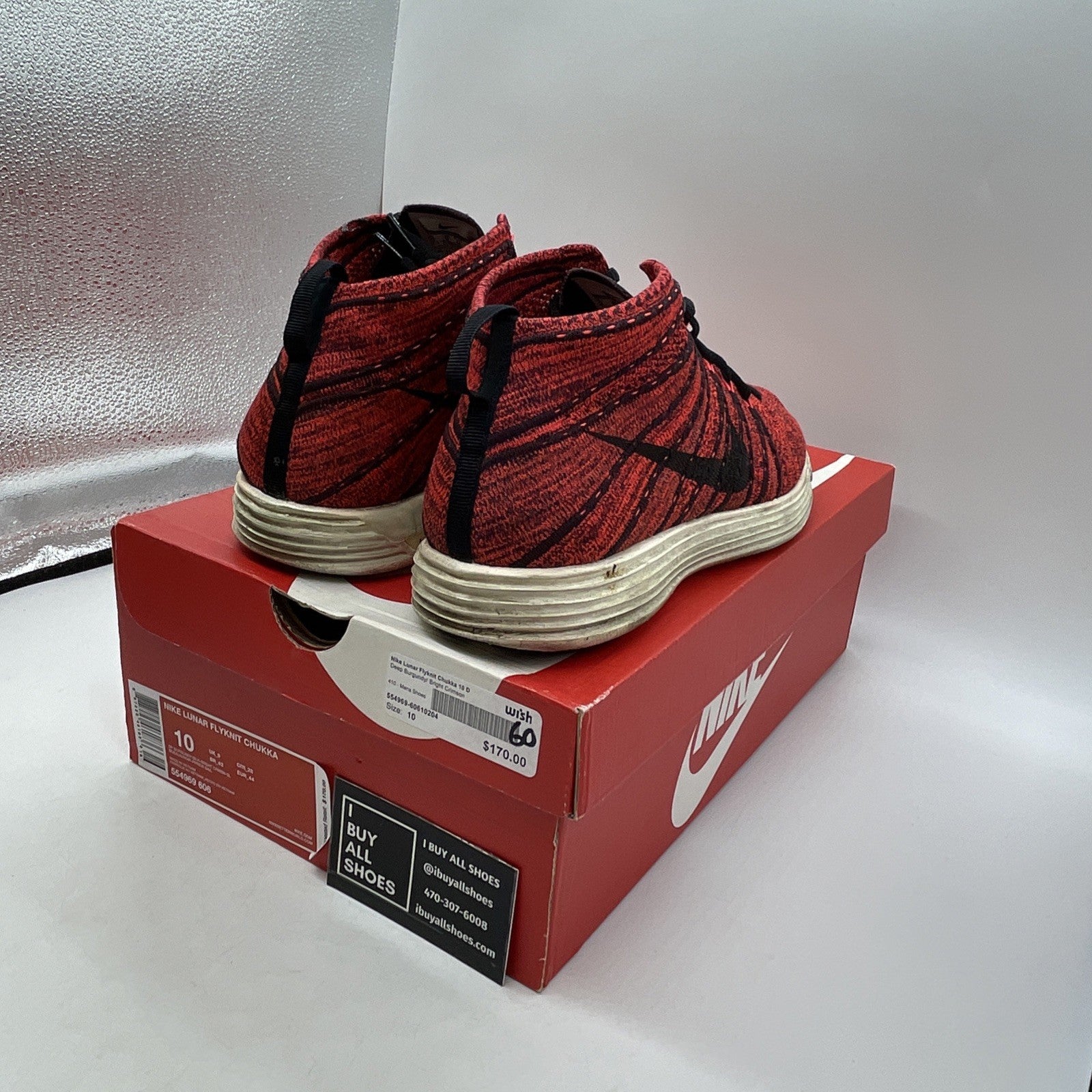 Size 10 - Nike Lunar Flyknit Chukka Red (554969-606)