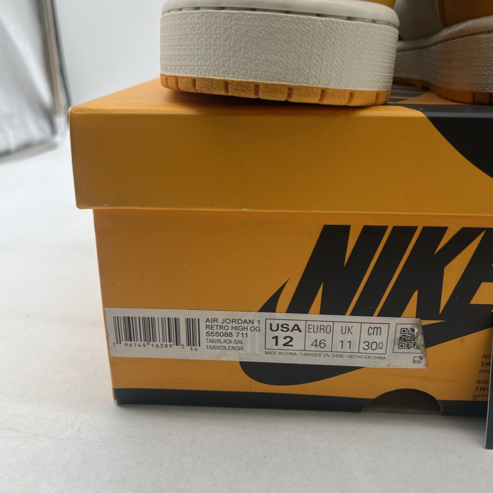 Size 12 - Air Jordan 1 Retro OG High Yellow Toe (555088-711)