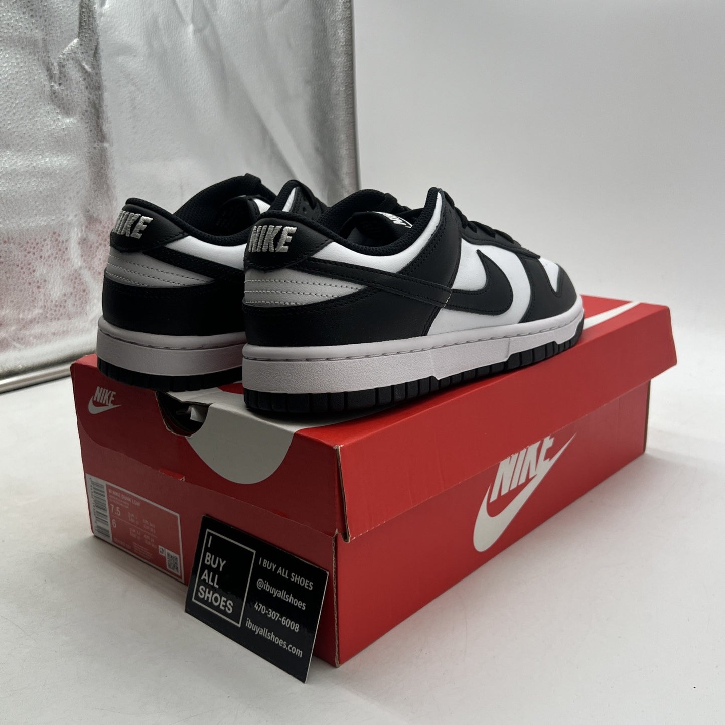 Size 7.5 - Nike Dunk Low Black White W (DD1503-101)