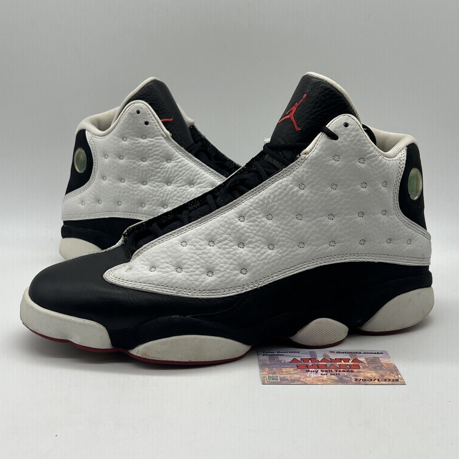 Size 11 - Air Jordan 13 Retro 2013 He Got Game Black White Red Used Leather