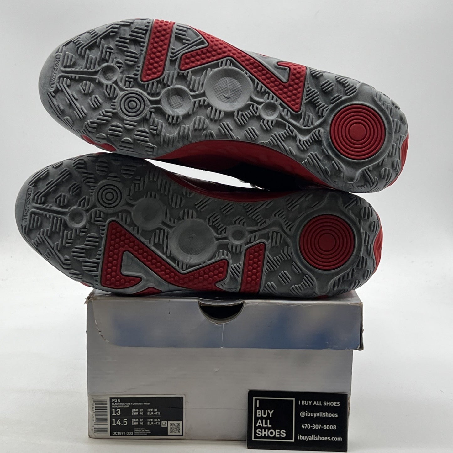 Size 13 - Nike PG 6 Bred Black/Red/Wolf Grey (DC1974-003)