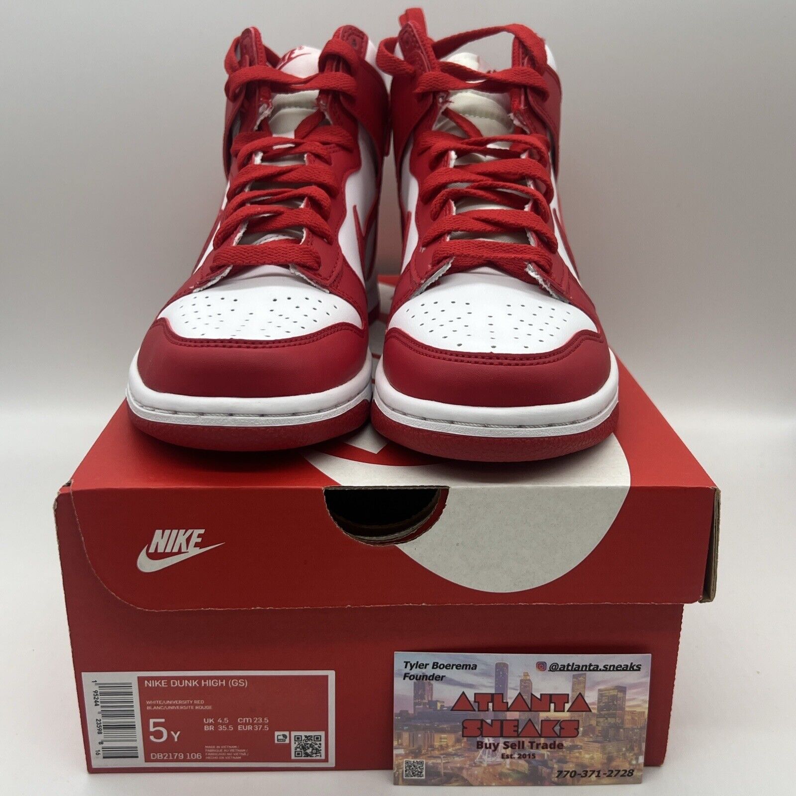 Nike Shoes 5 Youth Dunk High University Red Sneakers DB2179-106 Air Swoosh