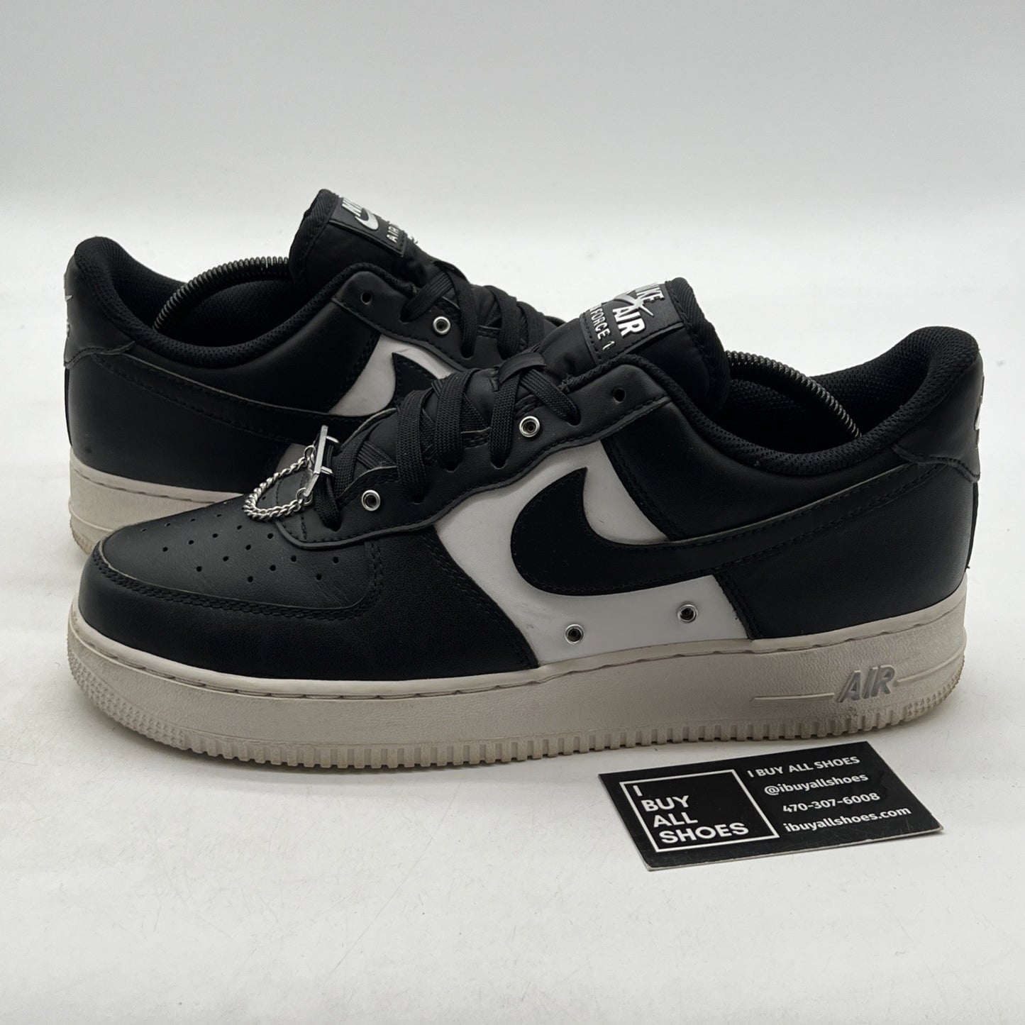 Size 10.5 - Nike Air Force 1 '07 Premium Silver Chain - Black (DA8571-001)