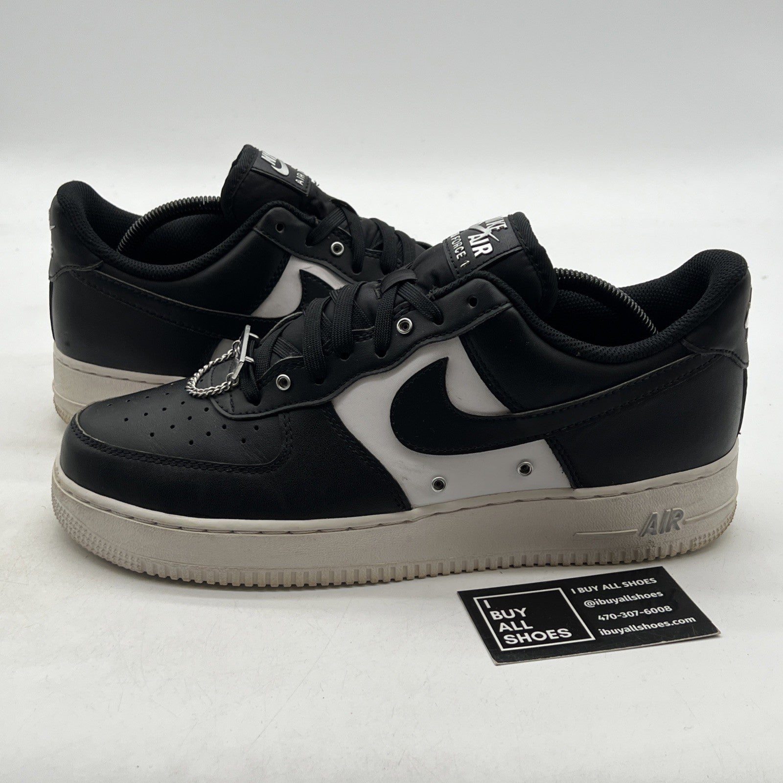 Size 10.5 - Nike Air Force 1 '07 Premium Silver Chain - Black (DA8571-001)