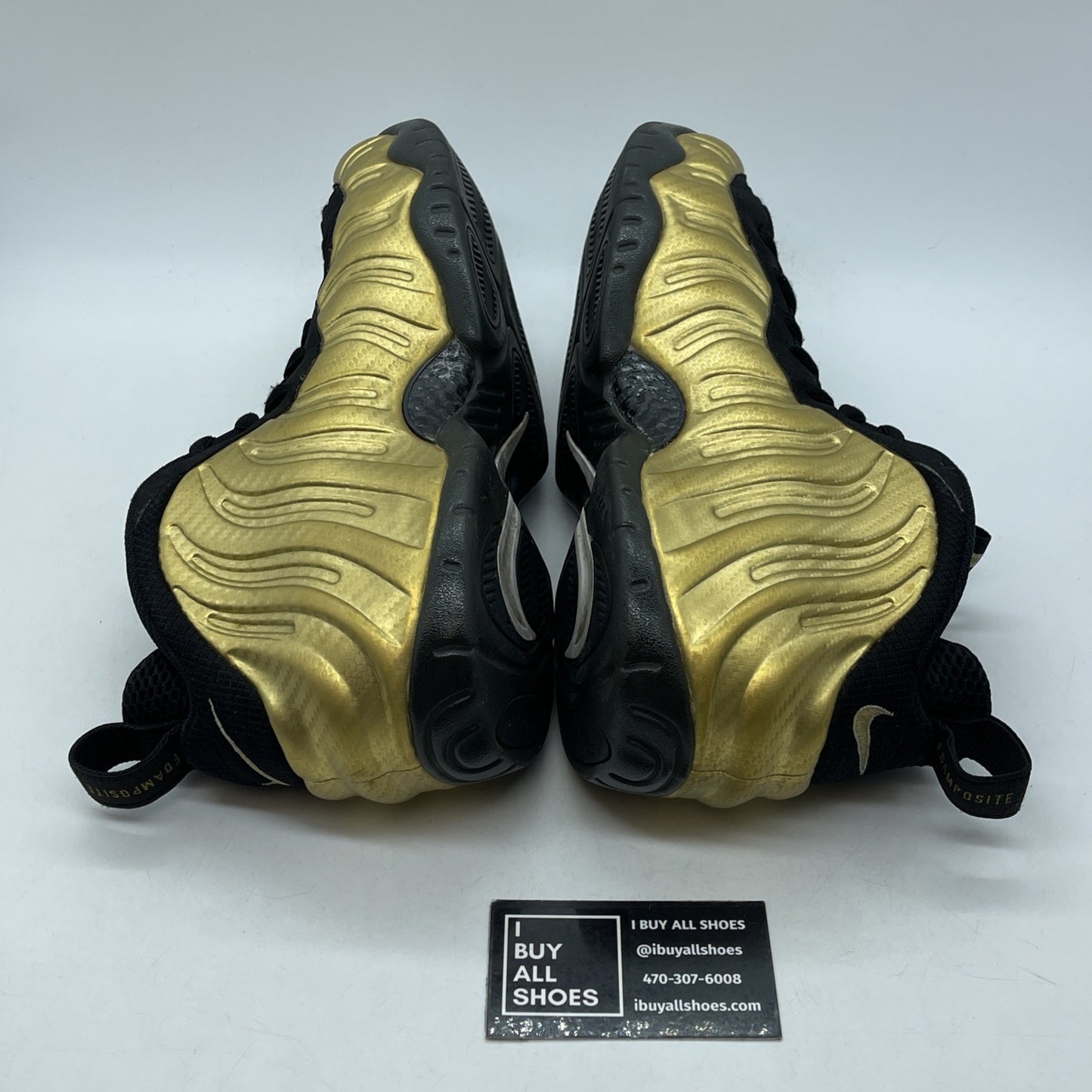 Size 11.5 - Nike Air Foamposite Pro Metallic Gold Black Suede (624041-701)