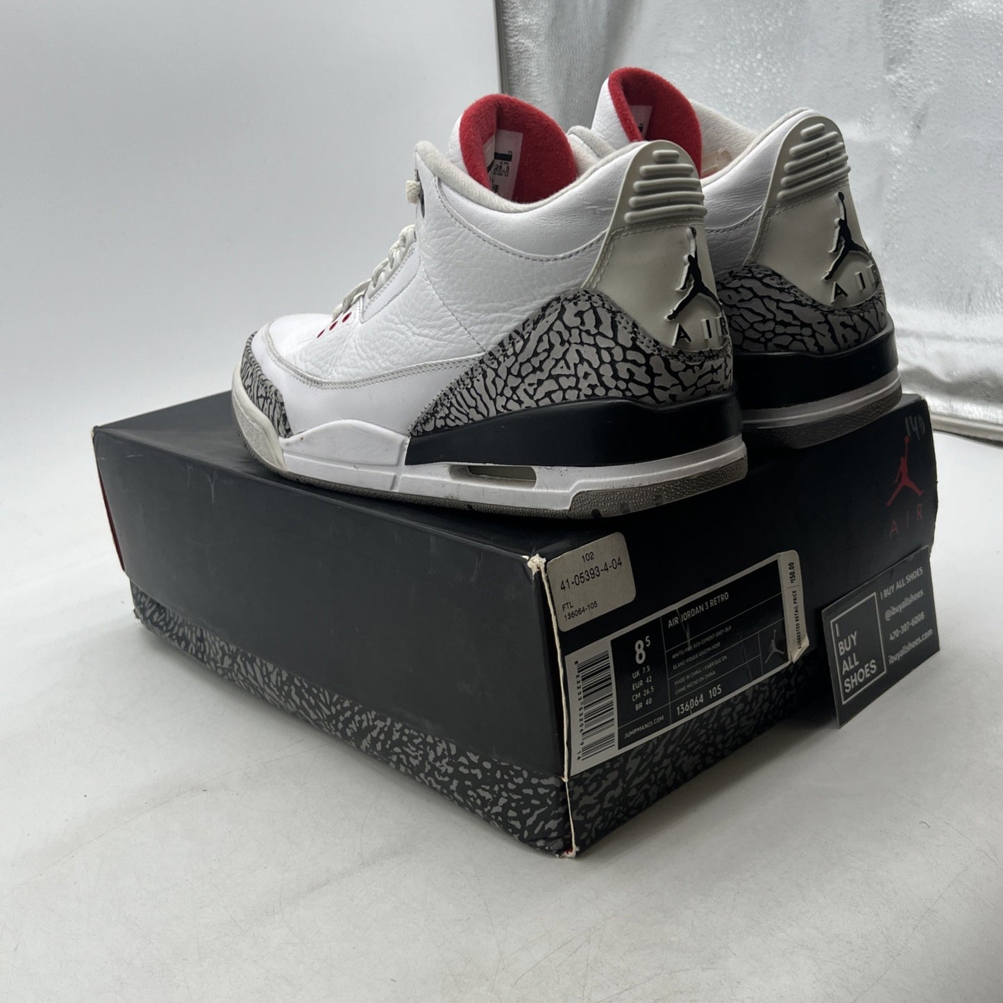 Size 8.5 - Air Jordan 3 Retro White Cement 2011 (136064-105)