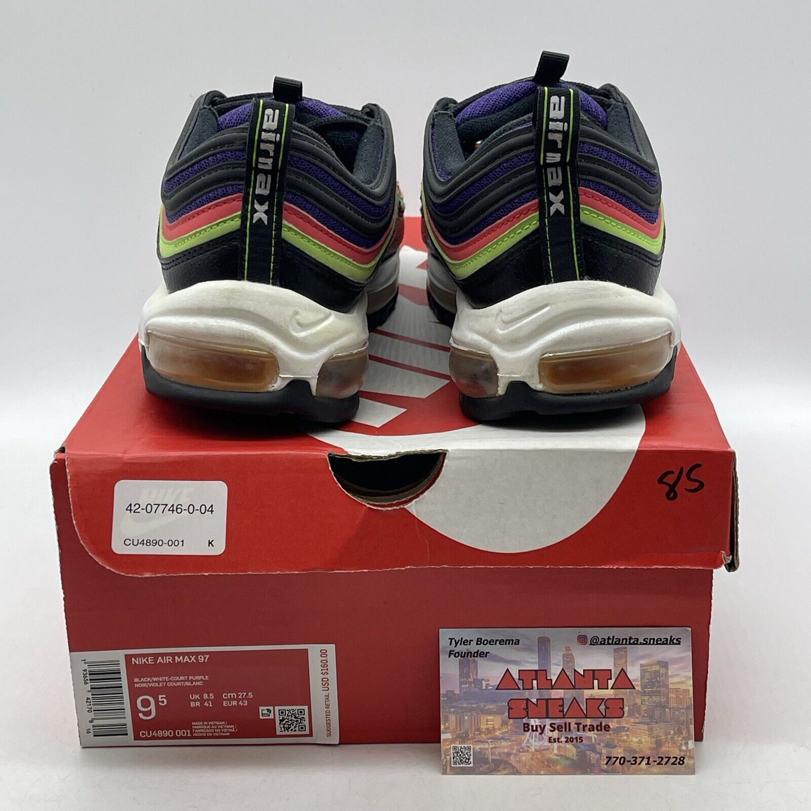 Size 9.5 - Nike Air Max 97 Joker White Black Pink Purple Green (CU4890-001)