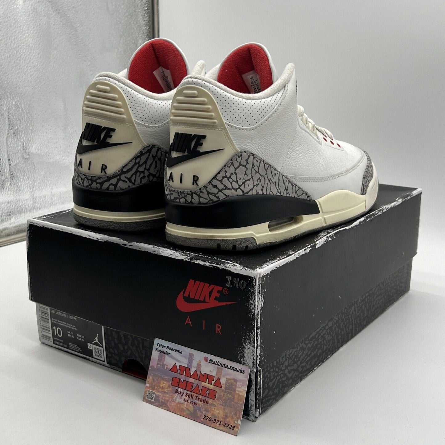 Size 10 - Jordan 3 Retro Mid White Cement Reimagined Black Leather (DN3707-100)