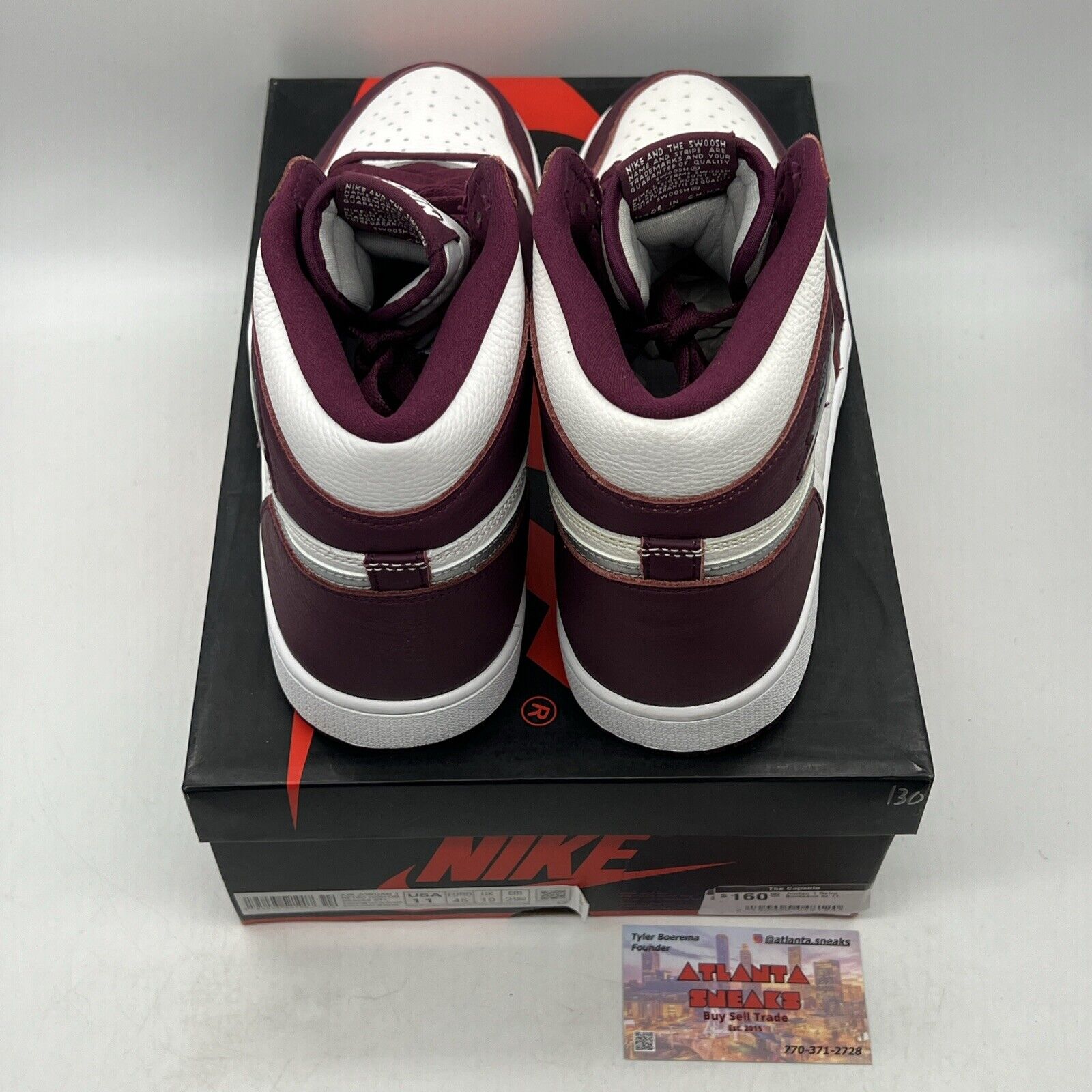 Size 11 - Jordan 1 Retro High OG Bordeaux White Silver Leather (555088-611)