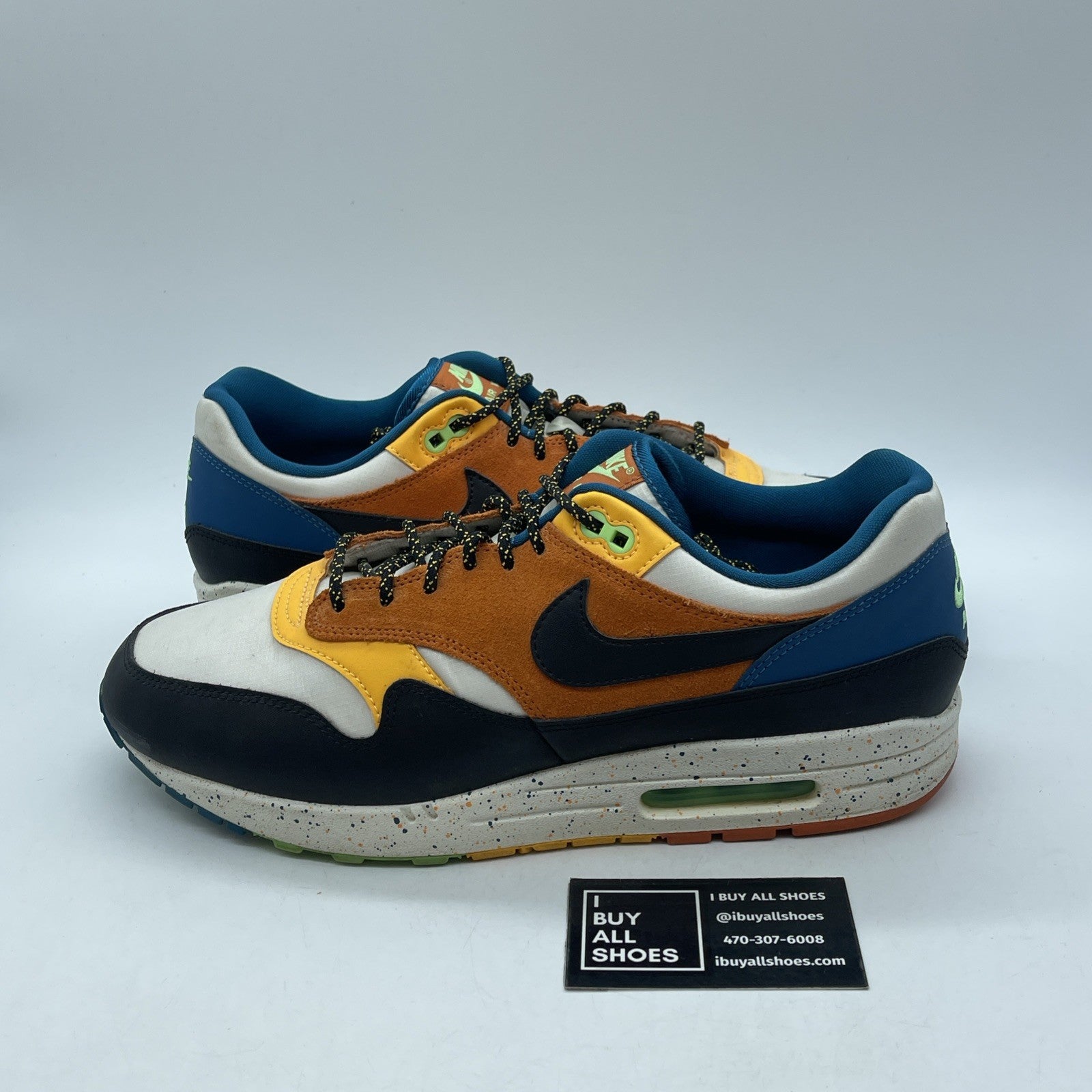 Size 11.5 - Nike Air Max 1 Multi Mix Black White Blue Suede (CZ8140-001)