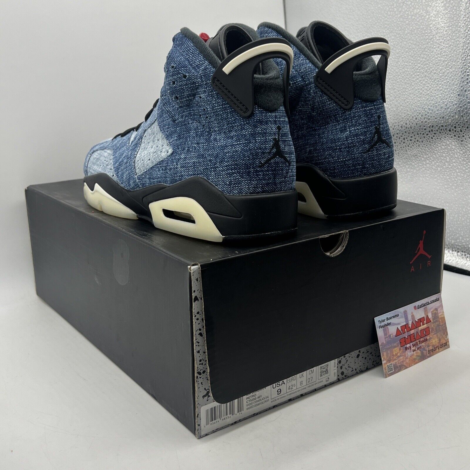 Size 9 - Air Jordan 6 Retro Washed Denim Blue Black Brown Leather (CT5350-401)