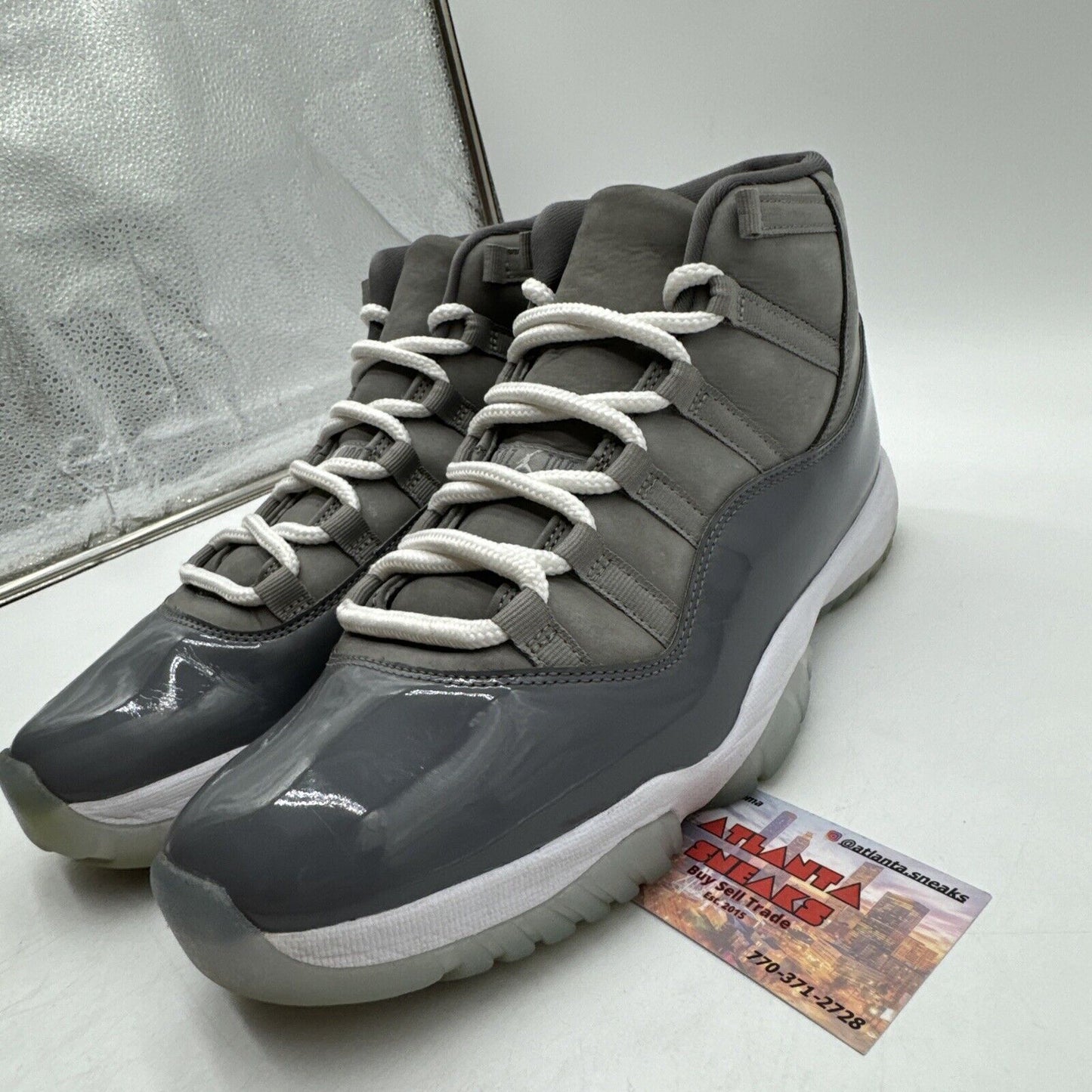 Size 11.5 - Jordan 11 Retro High Cool Grey Patent And Suede Icy Soles White