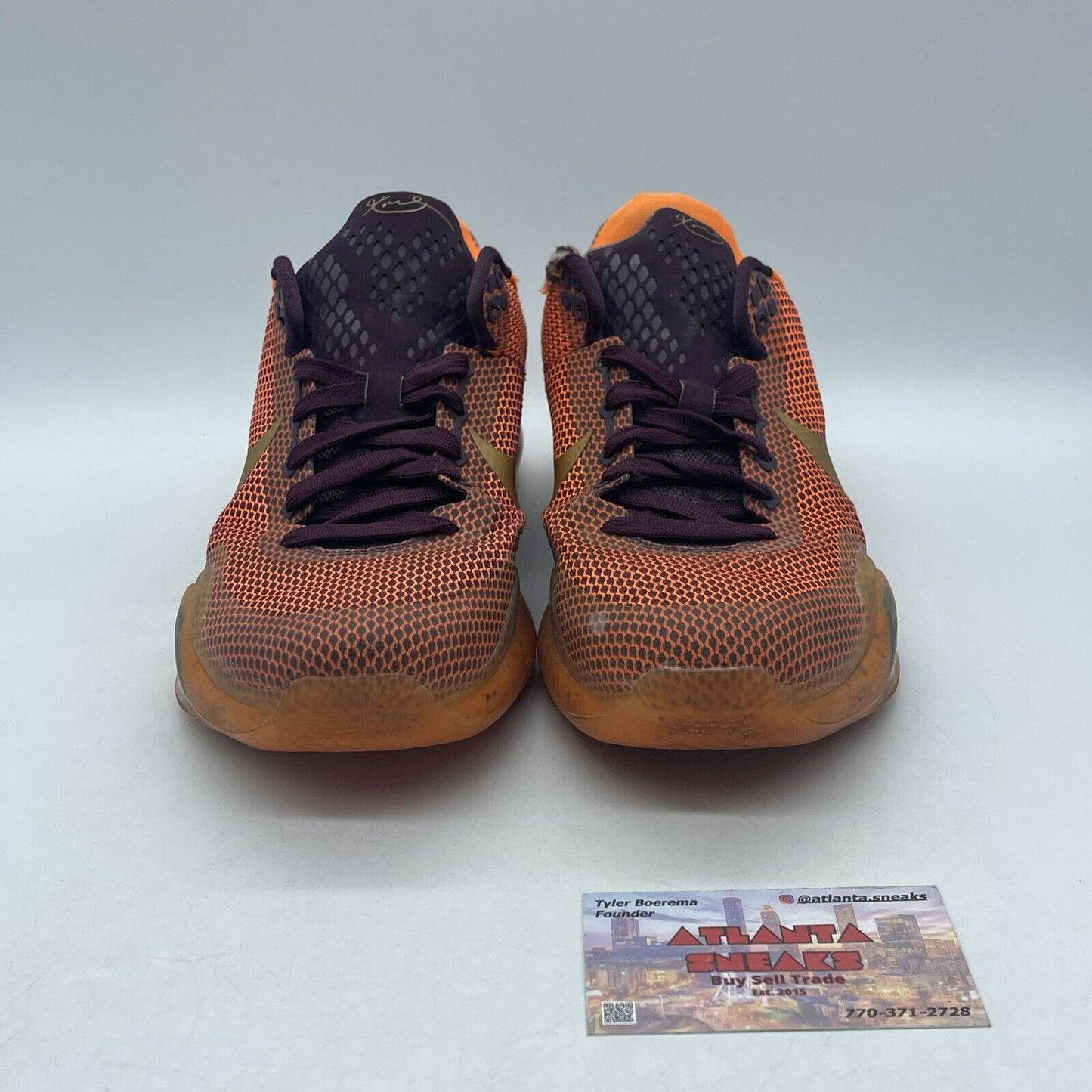 Size 9 - Nike Kobe 10 Silk - 705317-676 Orange Maroon (705317-676)