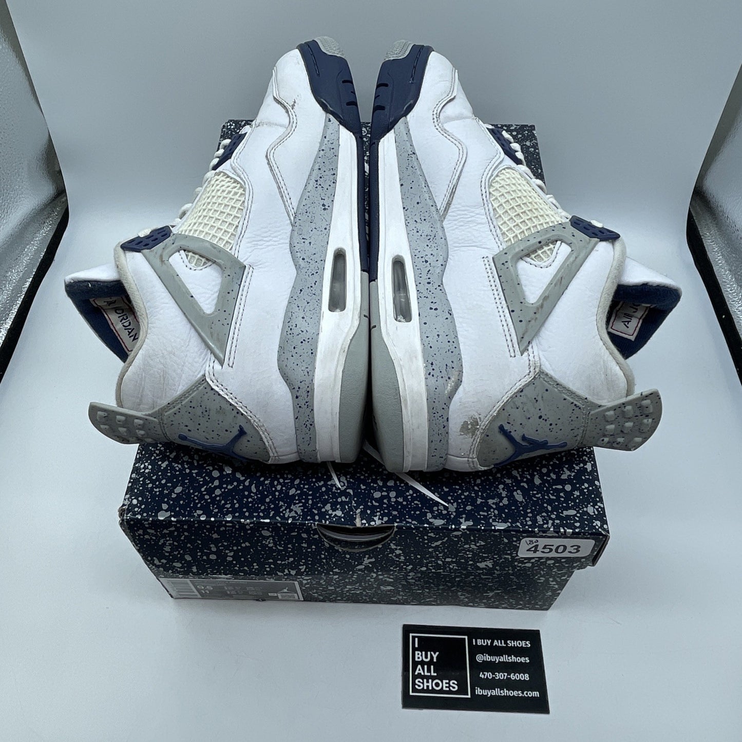 Size 9.5 - Jordan 4 Retro Mid Midnight Navy White Leather (DH6927-140)
