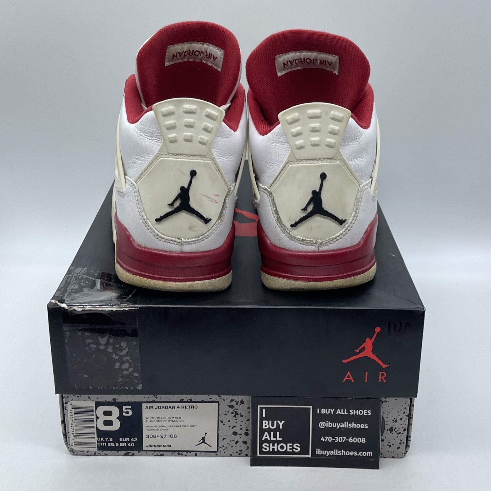 Size 8.5 - Jordan 4 Retro alternate 89 2016 Red White Leather (308497-106)