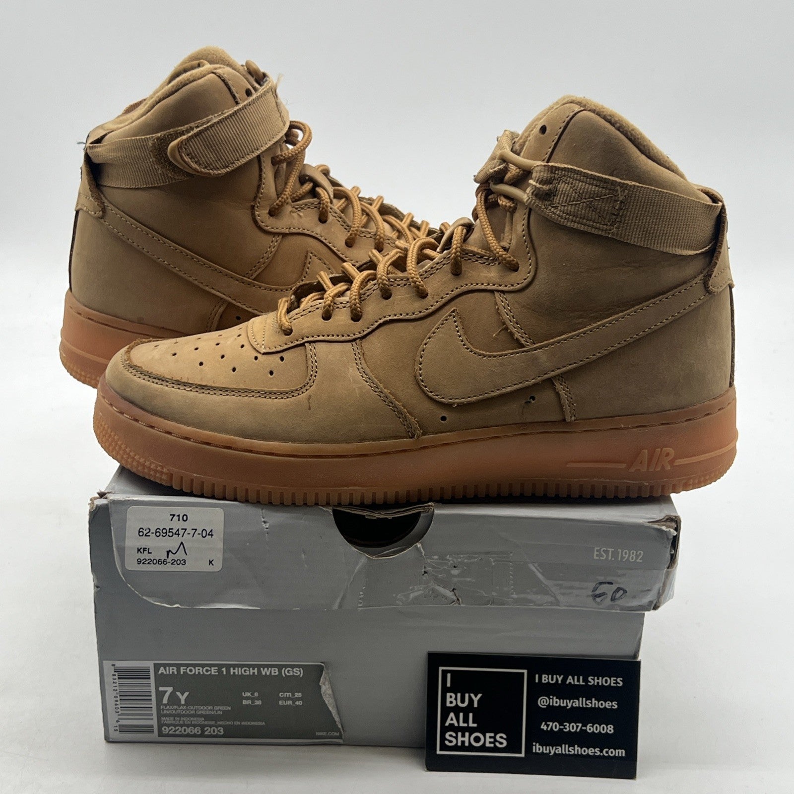 Size 7Y - Nike Air Force 1 WB High Flax (922066-203)