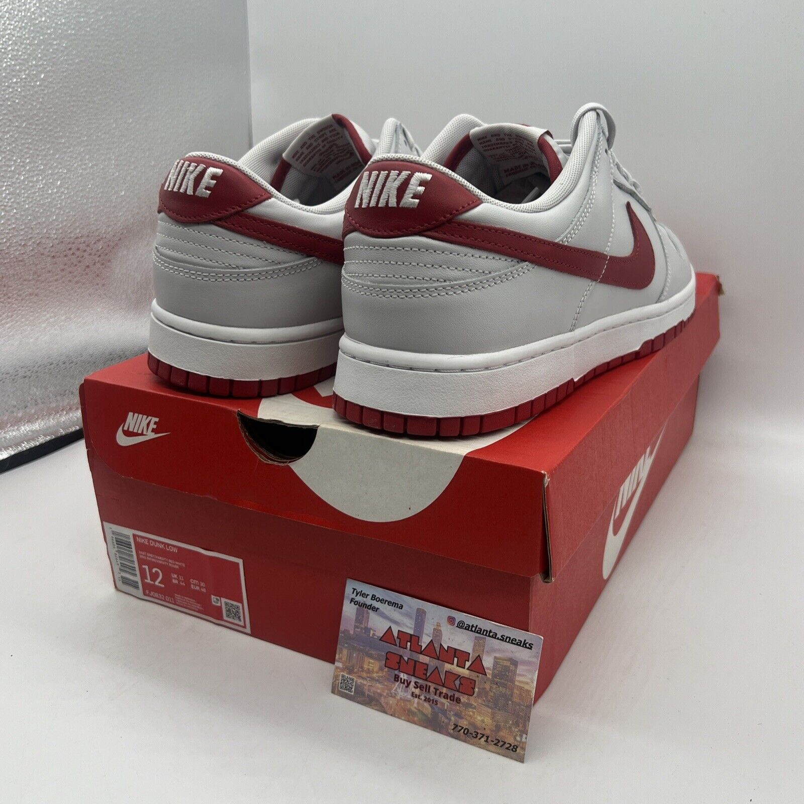 Size 12 - Nike Dunk Low Vast Grey Varsity Red Brand New Og All