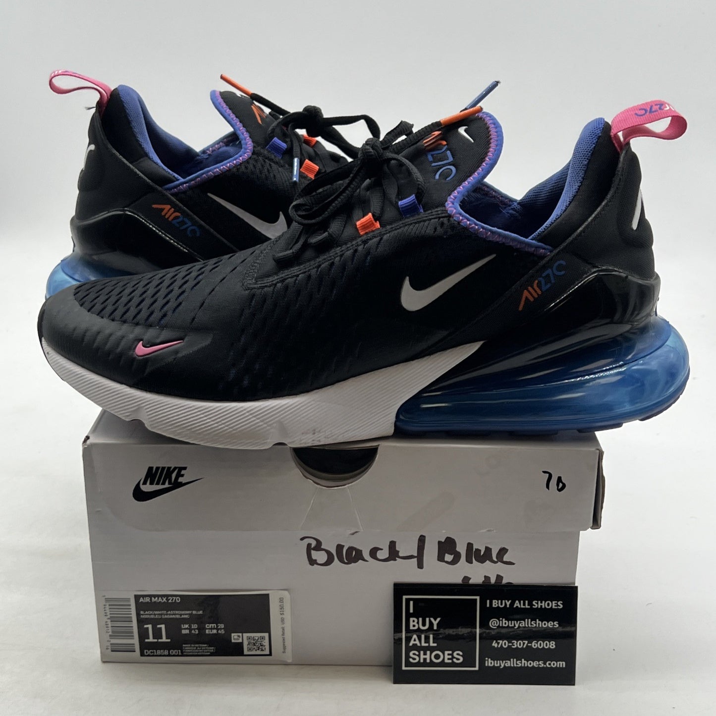 Size 11 - Nike Air Max 270 Black Astronomy Blue (DC1858-001)