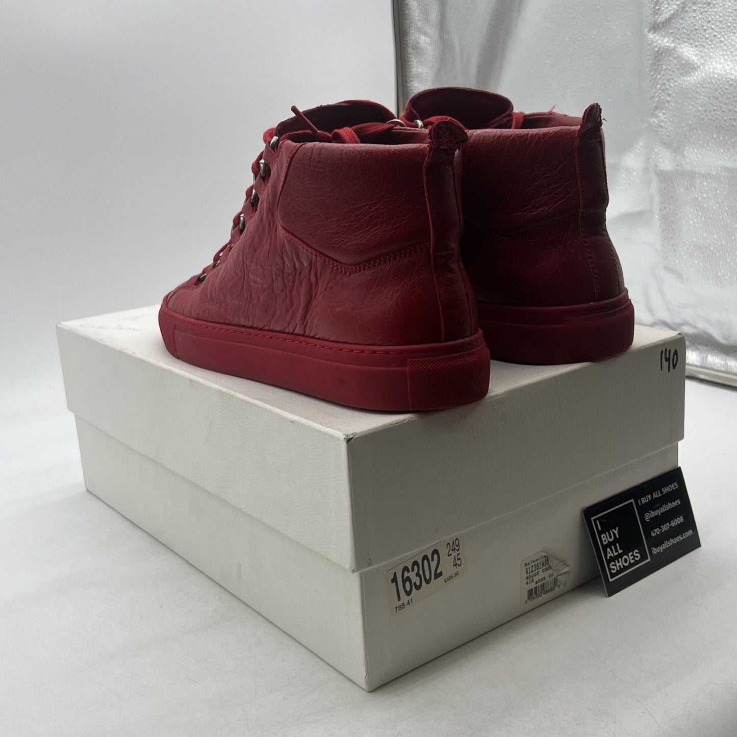 Size 41 - Balenciaga Arena Red Leather High Top Sneakers