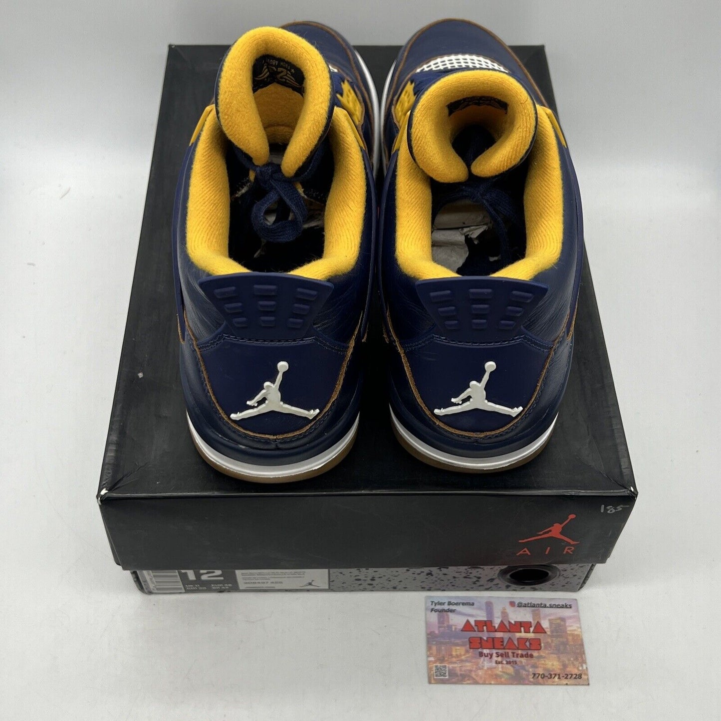 Size 12 - Air Jordan 4 Retro Dunk From Above Navy Yellow Gum Leather 308497-425