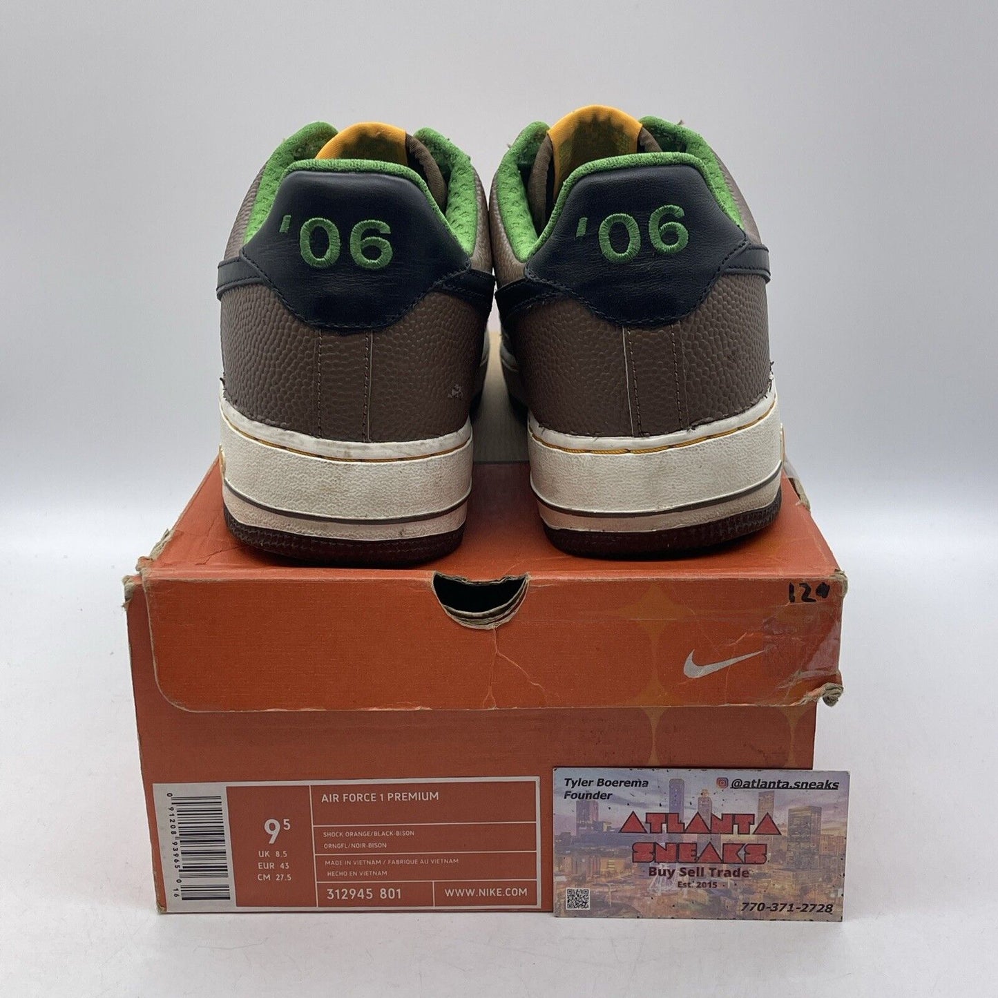Size 9.5 - Nike Air Force 1 Premium Super Bowl Brown Black Leather (312945-801)