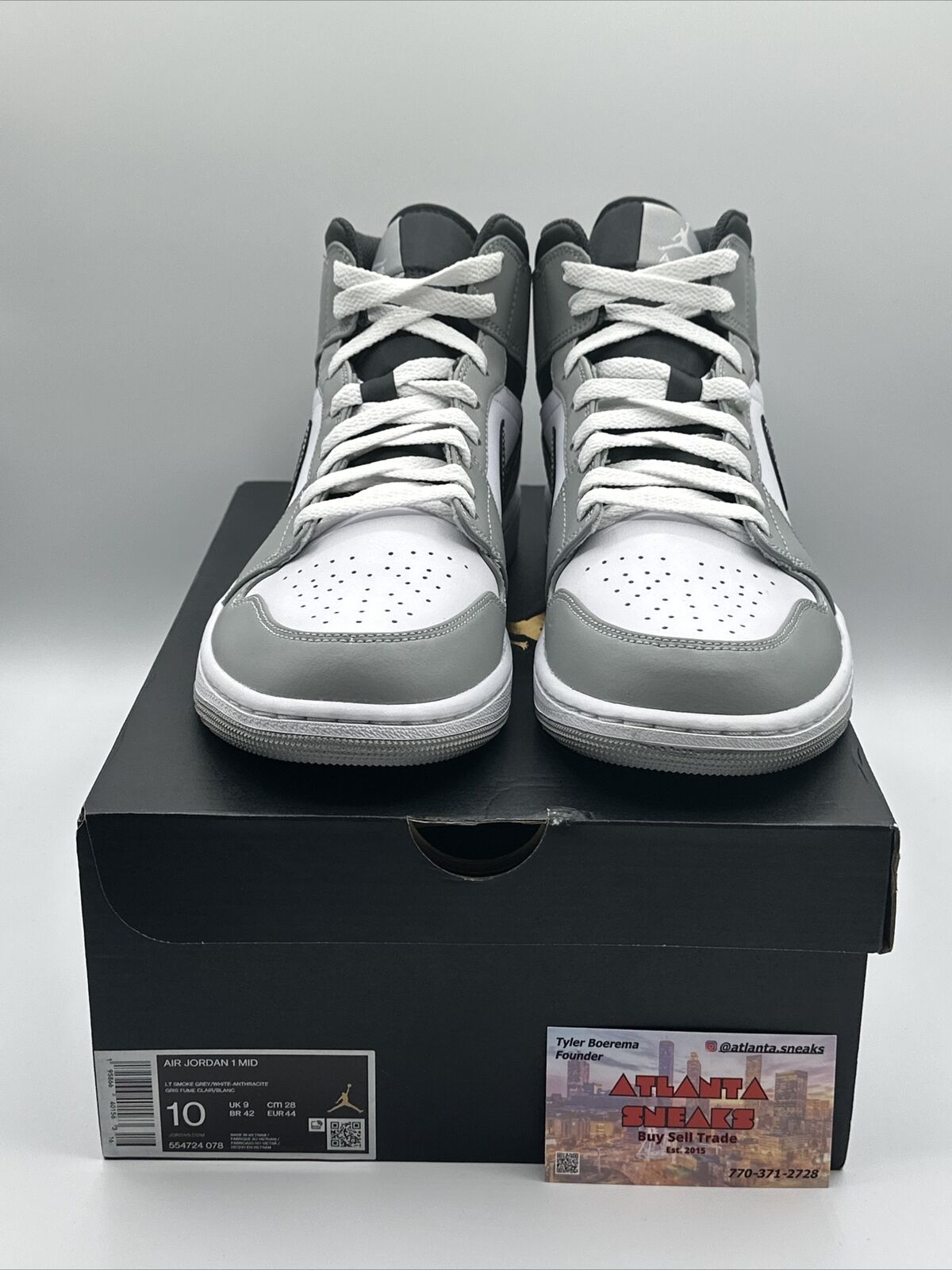 Size 10 - Jordan 1 Mid Light Smoke Gray