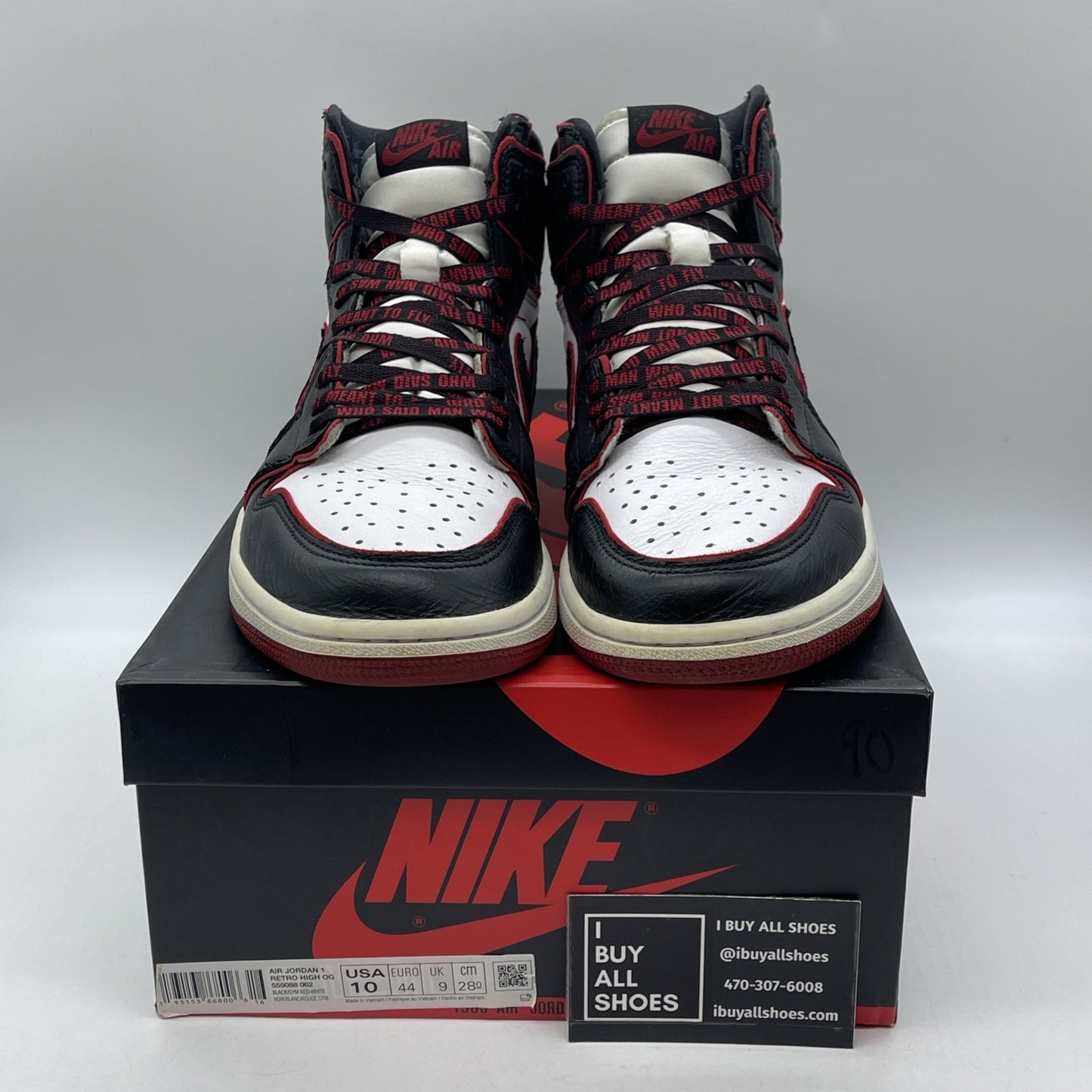 Size 10 - Jordan 1 Retro High OG Bloodline White Black Leather (555088-062)