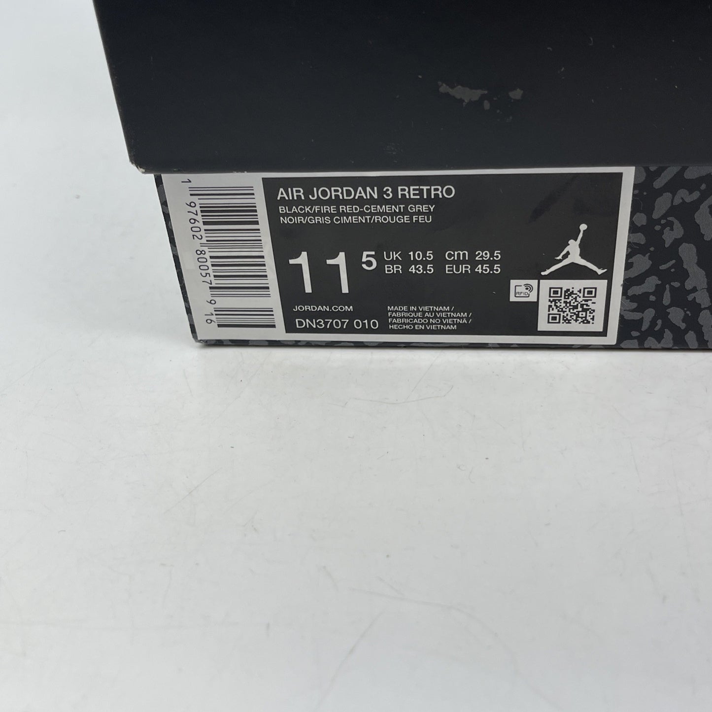 Size 11.5 - Air Jordan 3 Retro OG 2024 Black Cement Suede Leather (DN3707-010)