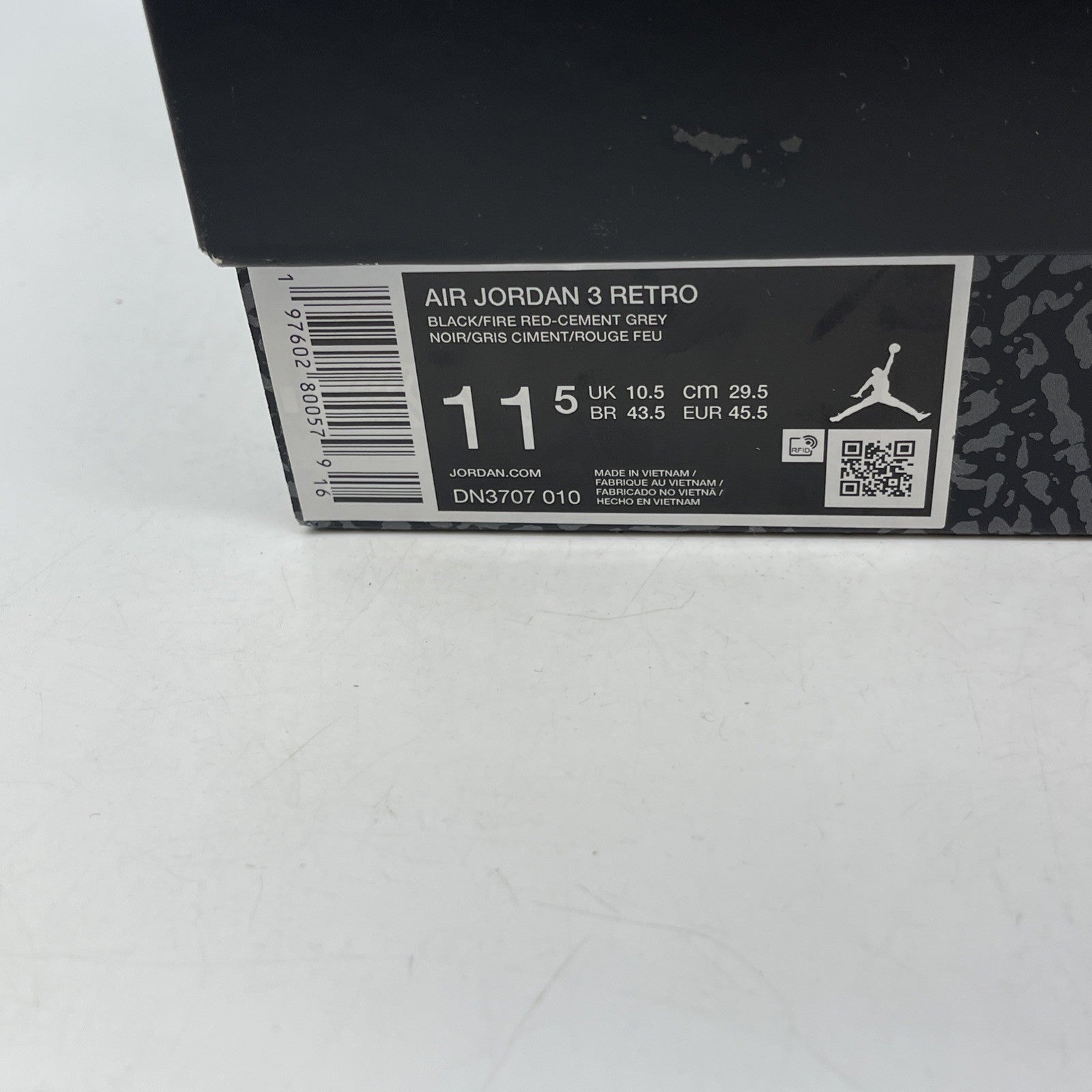 Size 11.5 - Air Jordan 3 Retro OG 2024 Black Cement Suede Leather (DN3707-010)