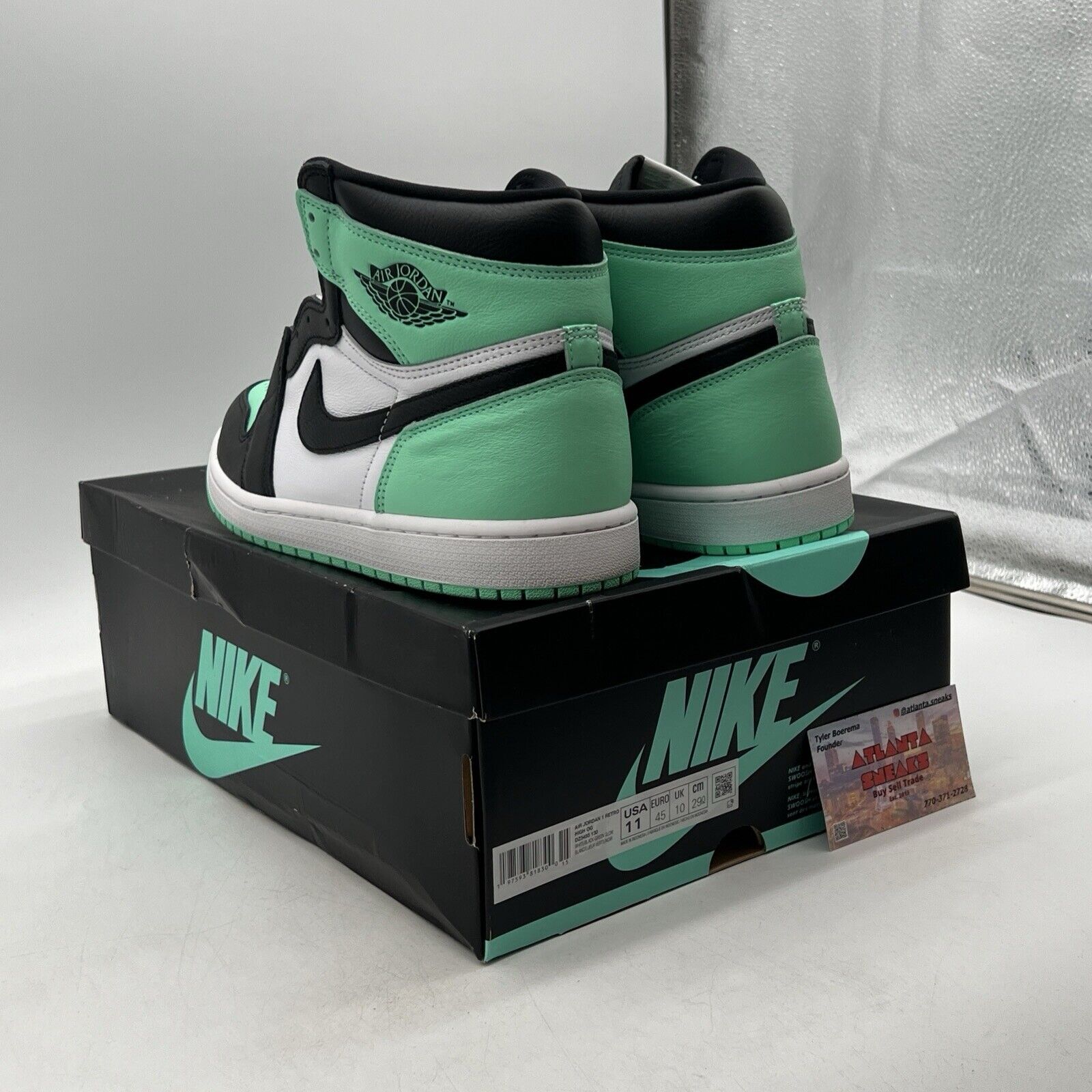 Size 11 - Air Jordan 1 Retro OG High Green Glow White Black Leather.(DZ5495-130)