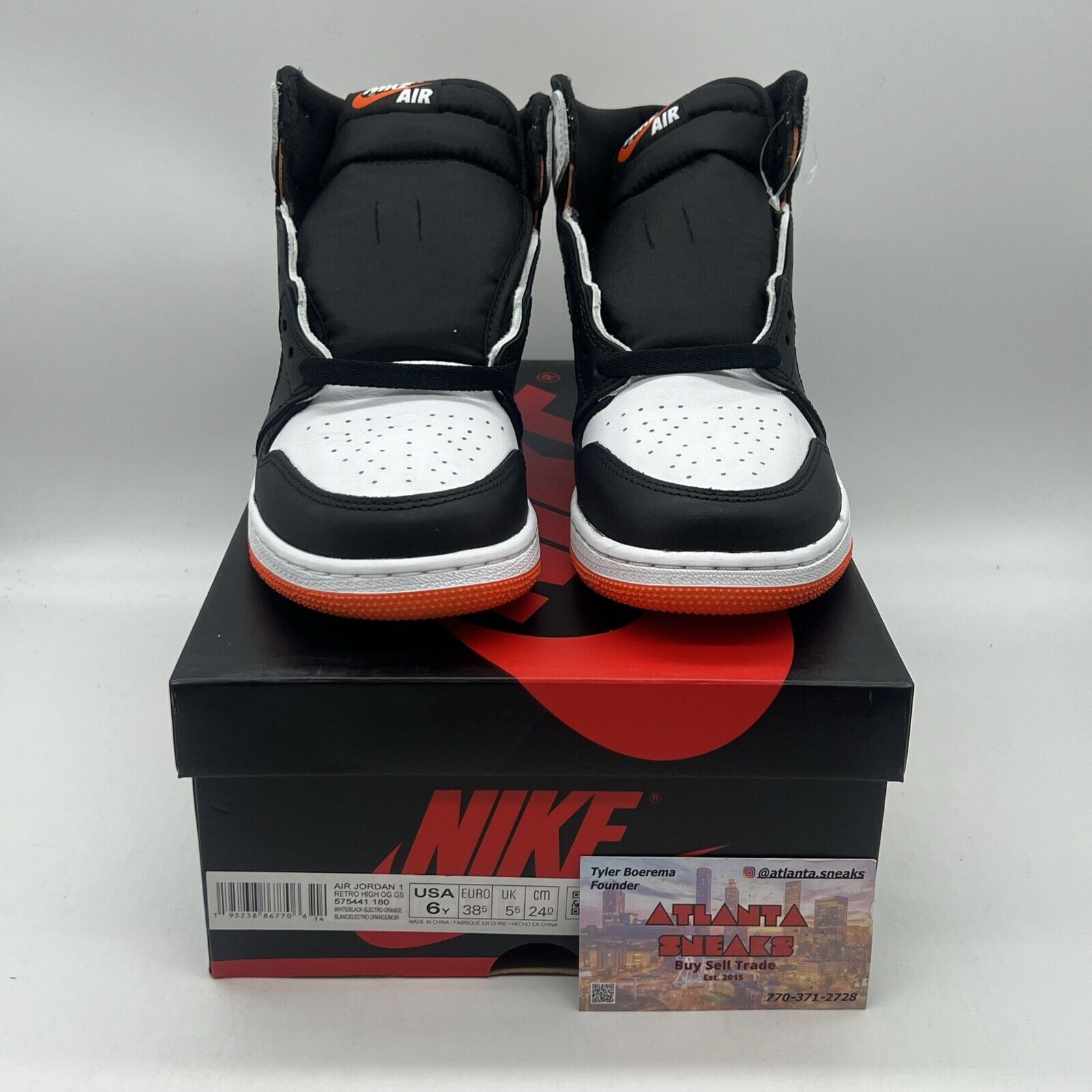 Size 6Y - Jordan 1 Retro High Electro Orange Black White Brand New Og All DS