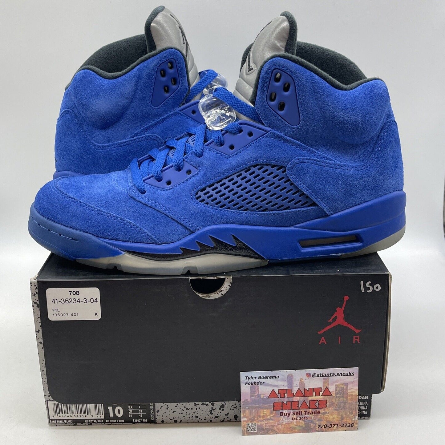 Size 10 - Air Jordan 5 Retro Blue Suede Black Silver Leather (136027-401)