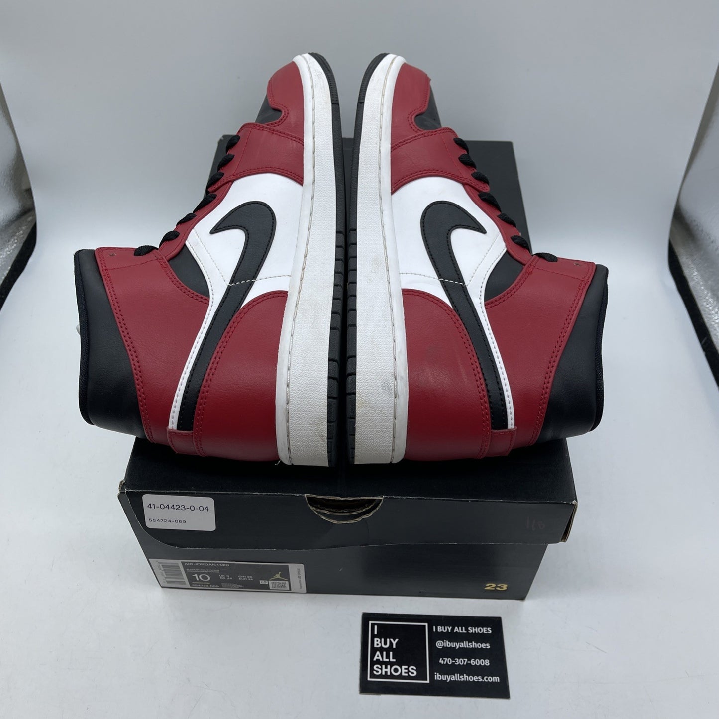 Size 10 - Air Jordan 1 Mid Chicago White Black Red Leather (554724-069)