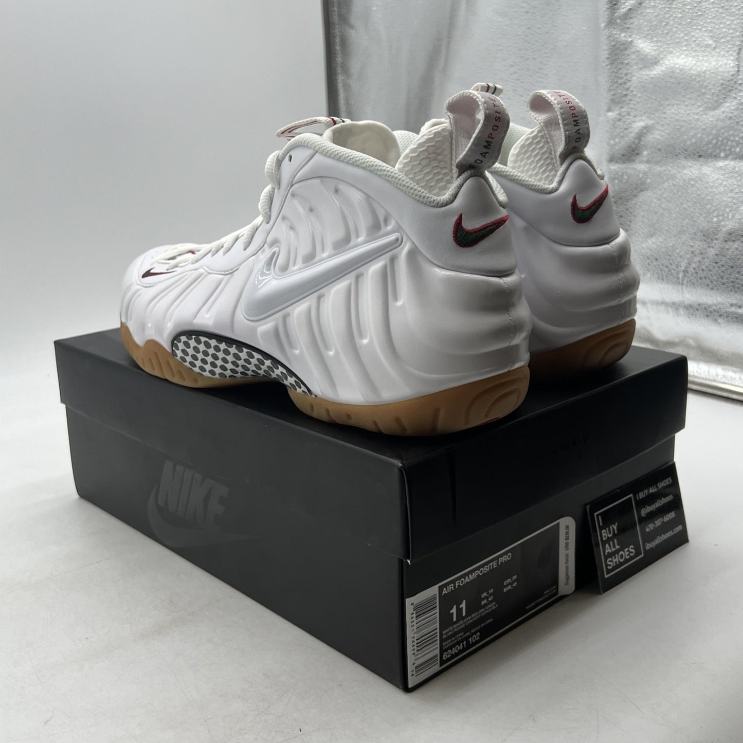 Size 11 - Nike Foamposite Pro Gucci - White (624041-102)