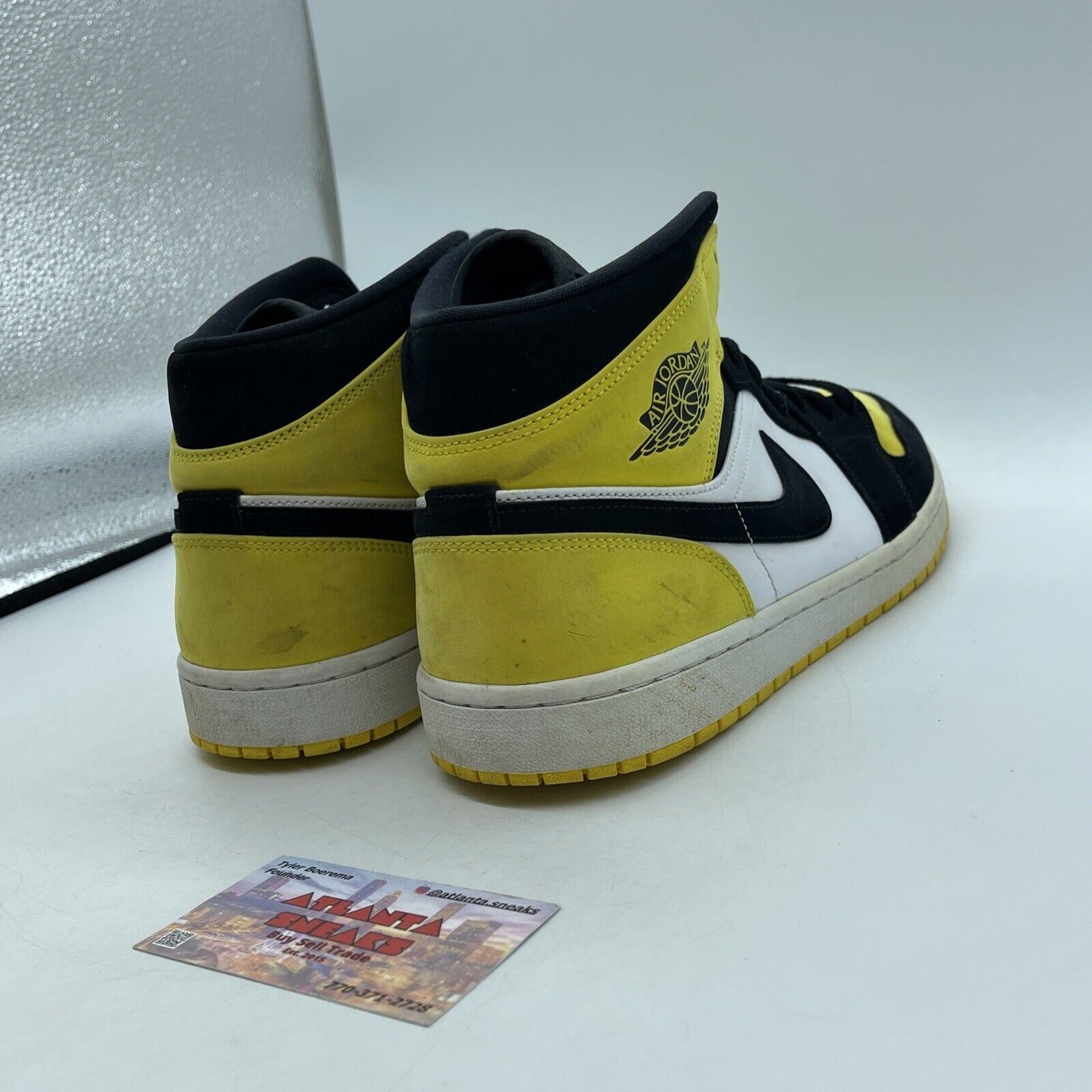 Size 11.5 - Air Jordan 1 SE Mid Yellow Toe Black White (852542-071)