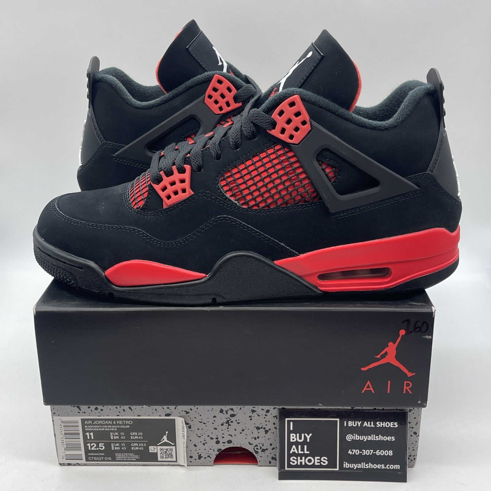 Size 11 - Jordan 4 Retro Mid Red Thunder White Black Suede (CT8527-016)