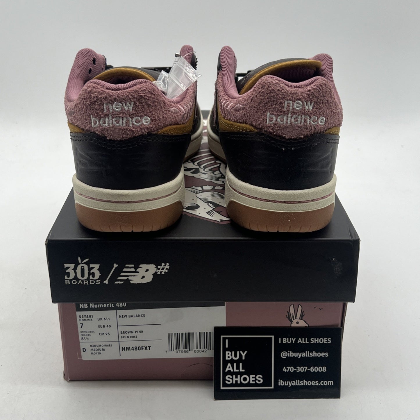 Size 7 - New Balance 303 Boards x Jeremy Fish x Numeric 480 Silly Pink Bunnies