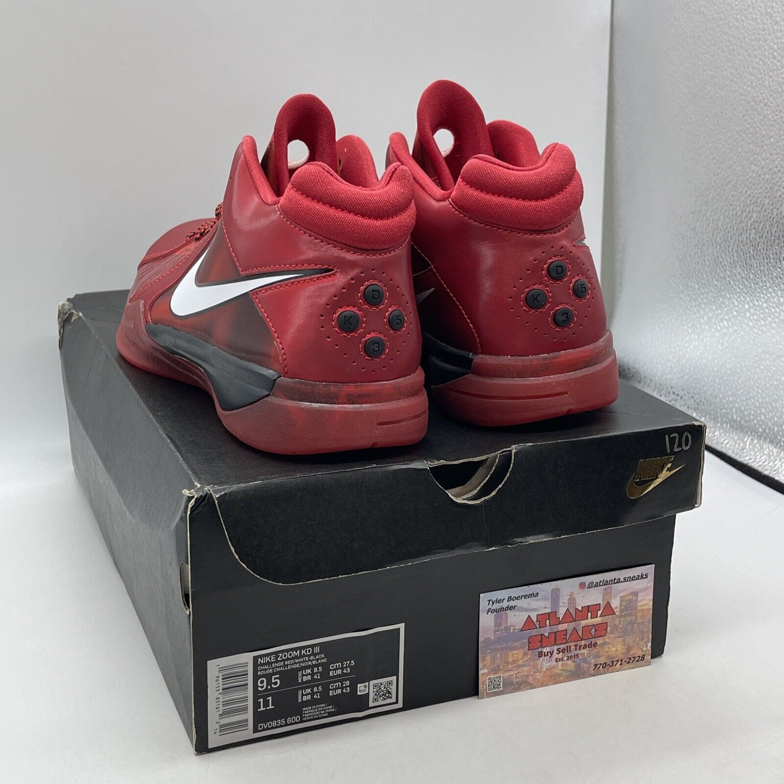 Size 9.5 - Nike KD 3 Red Black White Suede Leather (DV0835-600)