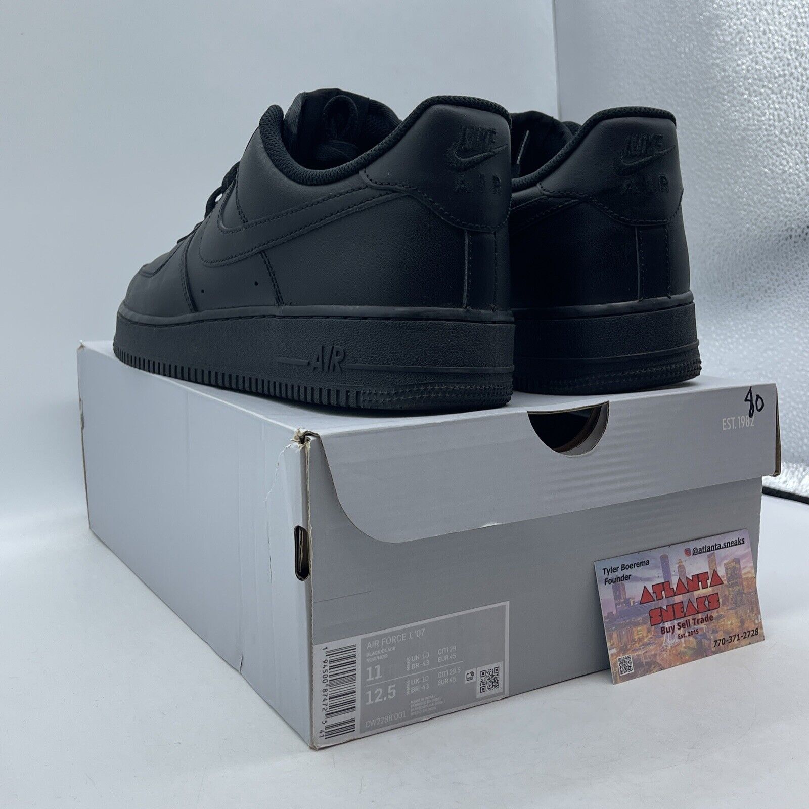 Size 11 - Nike Air Force 1 '07 Low Triple Black Leather (CW2288-001)